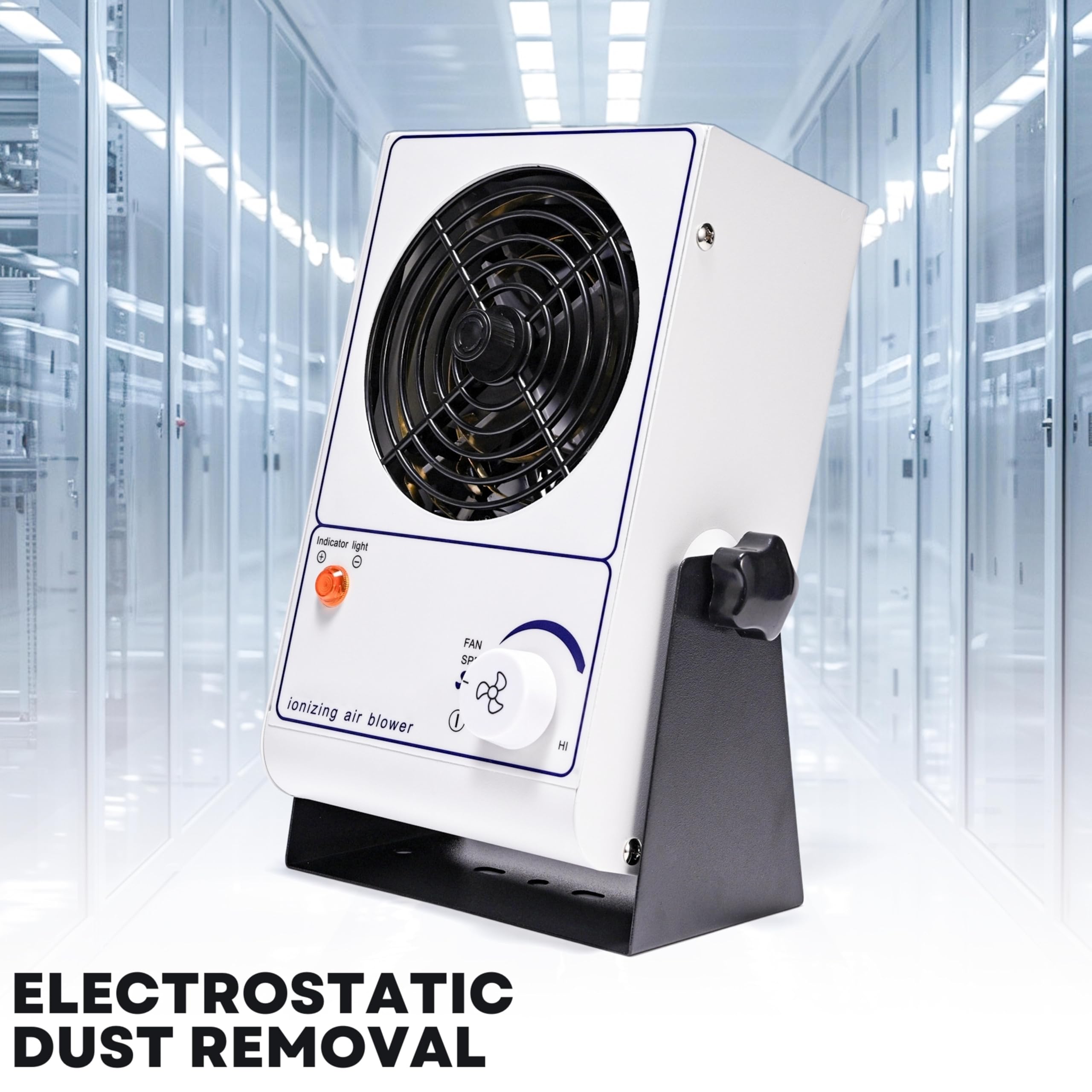 WQV Ionizer Air Blower Fan, 110V/60Hz Small Desktop Anti-Static Ionizing Fan, Commercial Static Eliminator Remover, ESD Ionizer with Pure Copper Ion Needle, 45~110CFM Adjustable