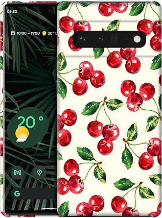 for Google Pixel 6 Pro 5G, Pixel 6 Pro Case - Cute Cherry Watercolor Pattern Printed Slim Fit Hard Plastic Protective Designer Back Cover for Pixel 6 Pro
