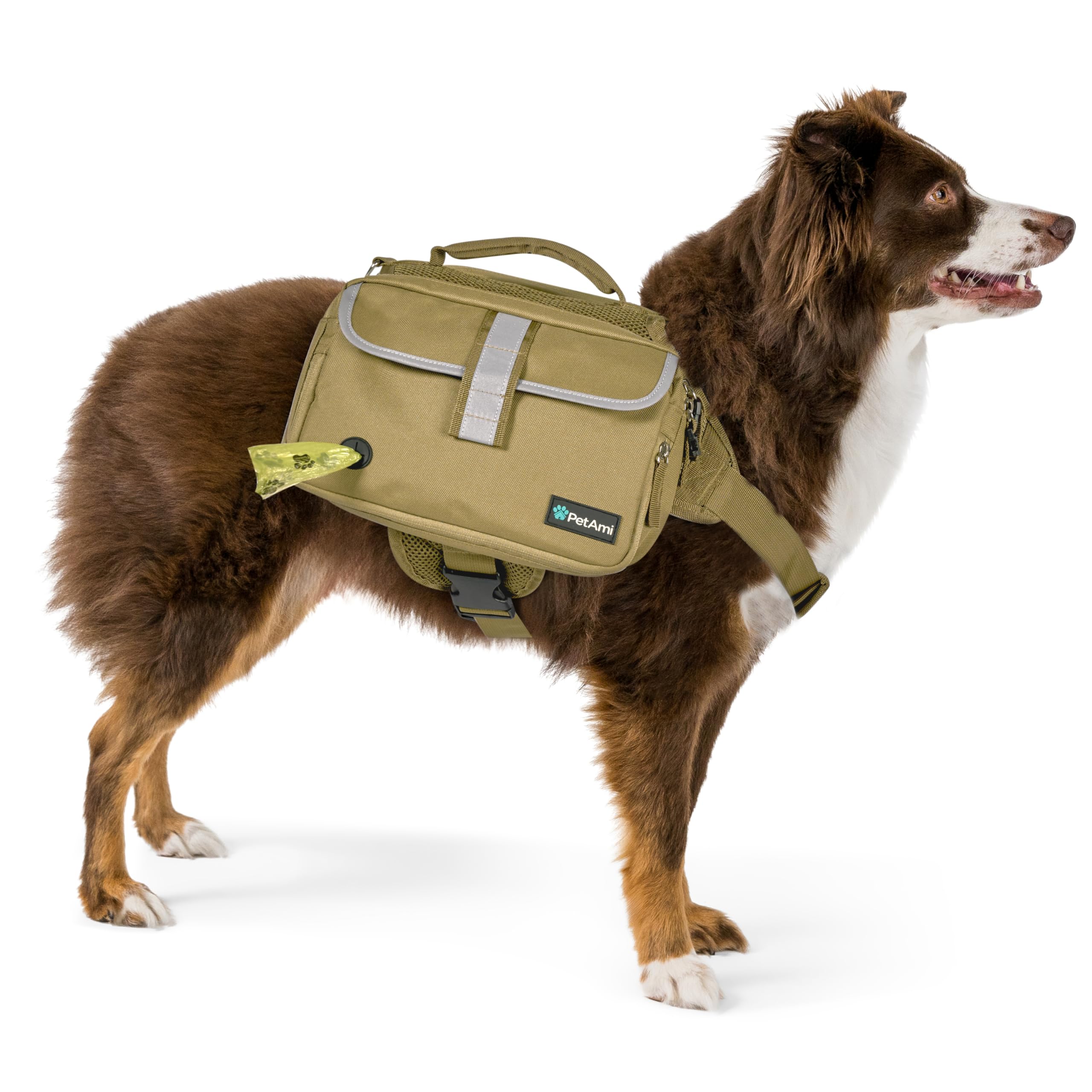 PetAmi Dog Backpack for Medium & Large Dogs, Saddle Bag for Dogs to Wear for Hiking, Pet Backpack Harness Dog Pack with Reflective Side Pockets for