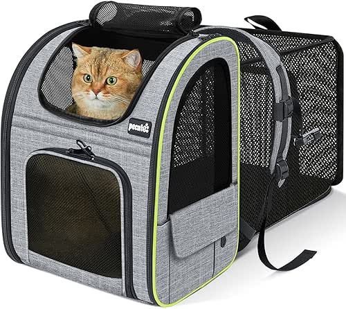 Pecute Cat Backpack Carrier Expandable , Foldable Pet Backpack for