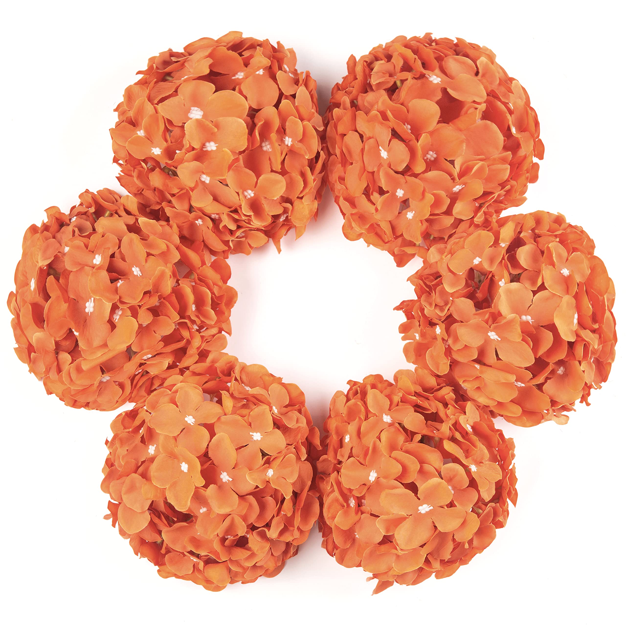 DuHouseSilk Hydrangea Artificial Flower Heads with Stems Fake Hydrangeas Flowers for DIY Wedding Centerpiece Home Decor,Pack of 6(Burnt Orange)