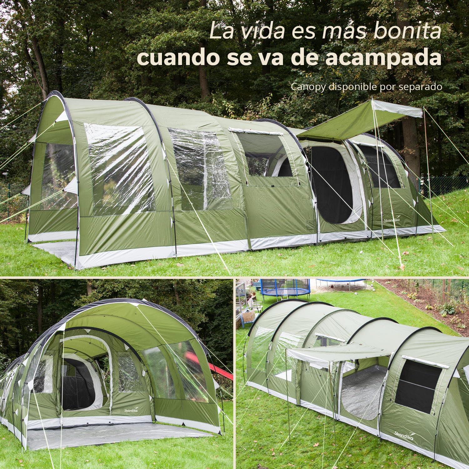 Skandika Gotland Protect - 4 Personas - Tienda campaña Familiar - túnel - mosquiteras - 480x310cm - Columna de Agua de 5000 mm