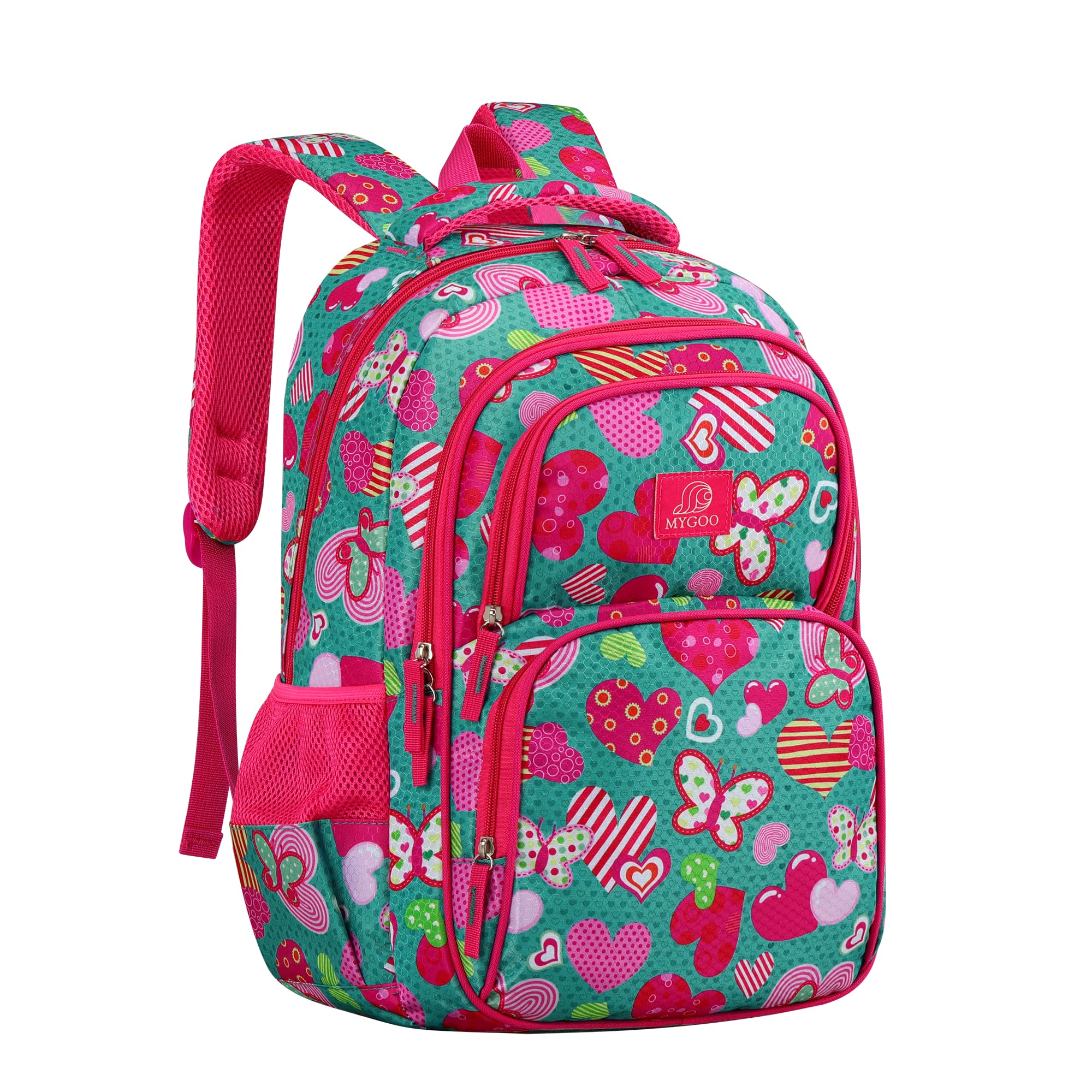 MYGOO Girls Backpack | Campus Collection | Butterfly Aqua Design for Primary School | 17 inch Height