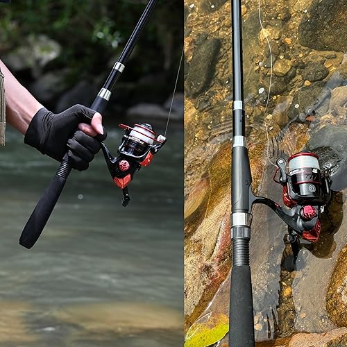 Miniatura 3 de Juego combinado de caña de pescar, 6.9 ft6.89 pies, 2 cañas plegables, 2 carretes giratorios, bolsa de transporte, cañas de pescar telescópicas de
