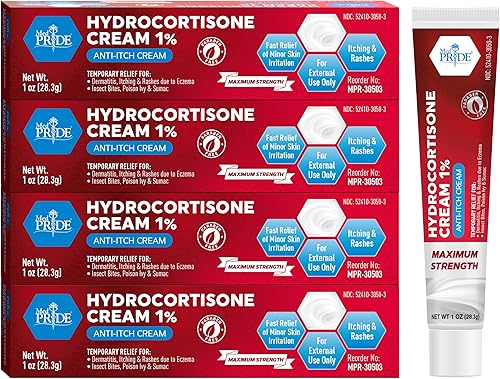 MED Pride Crema Hydro Cortisona (hidrocortisona) 1% OTC paquete a granel de 4 x 1 onza ungüento antipicazón para erupción, eczema, picaduras de