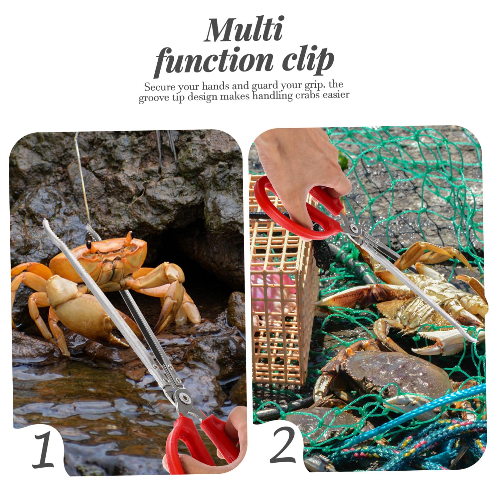 Ipetboom Pince à Crabe Portable Multifonction Acier Inoxydable Pince Antidérapante pour Anguilles et Écrevisses Outil Robuste et pour Usage Domestique et Activités Plein Air