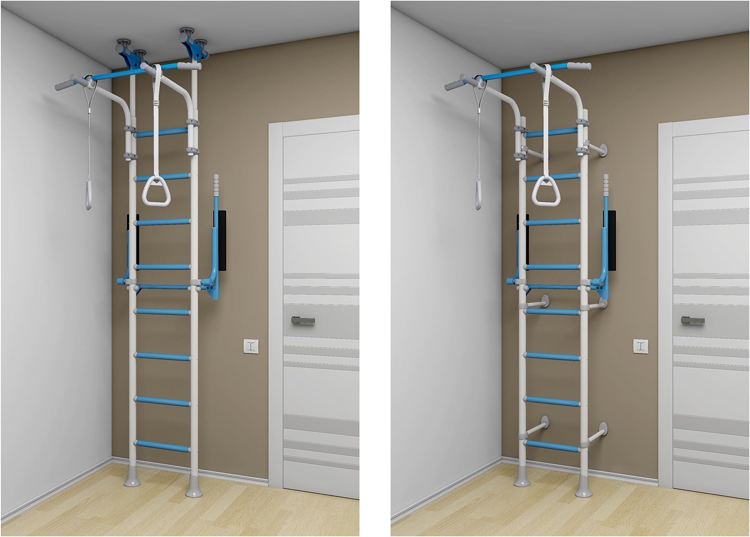 Fitness Kids and Adults Indoor Training Gym Sport Set with Accessories Equipment: Gymnastic Swing Rings/Home, School, Playroom