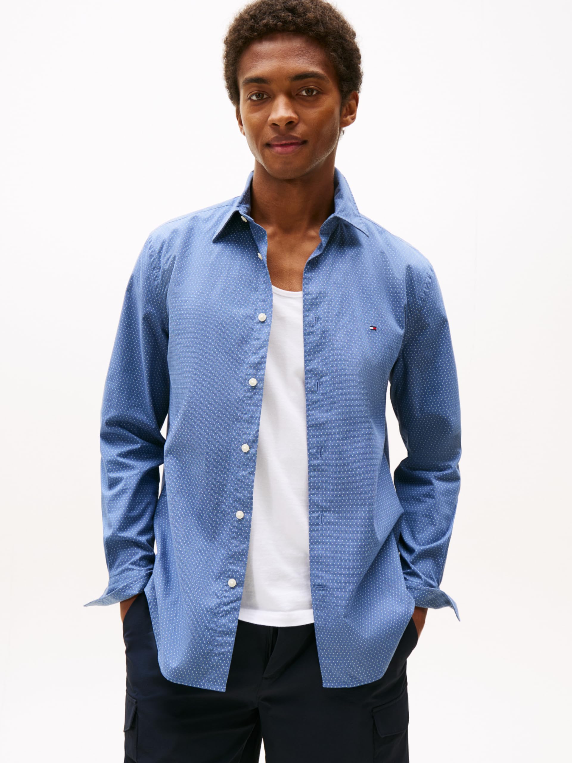 Tommy Hilfiger Chemise Homme Flex Poplin Mini Print Regular Fit