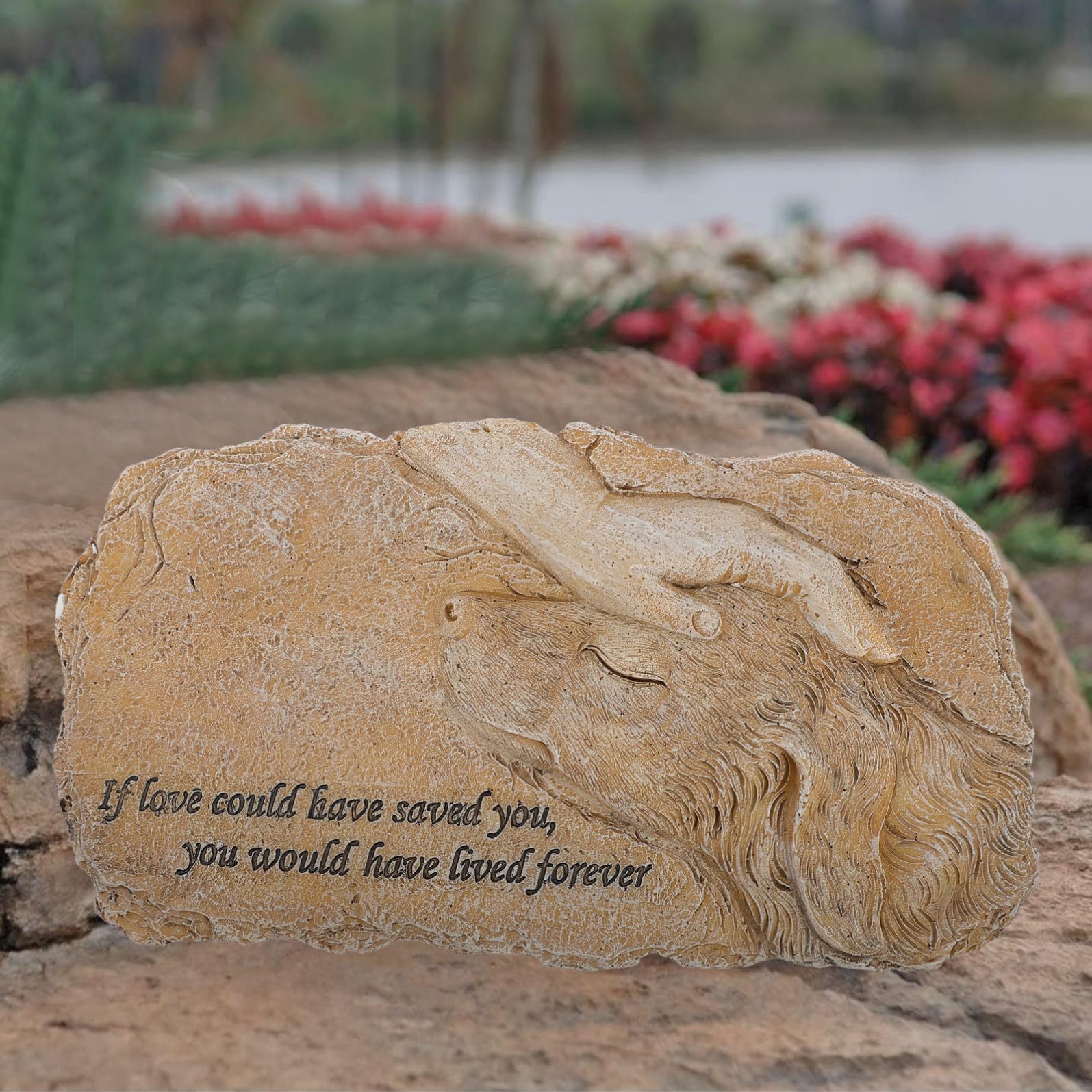 LALAFINA Pietra Commemorativa per Animali in Resina Foto Personalizzabile, Statua Resistente e Non Deformabile Come Segnaposto per Cani e Animali Domestici