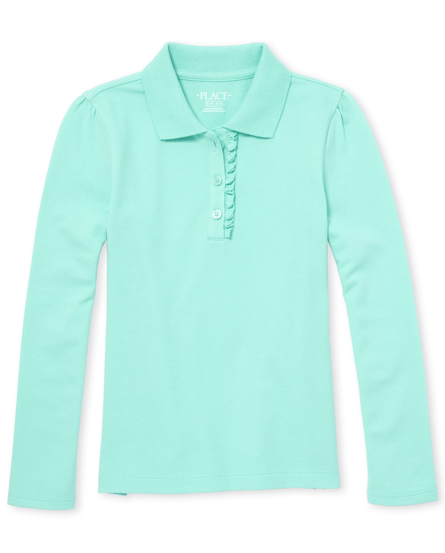 The Children's Place Girls' Uniform Long Sleeve Ruffle Pique Polo