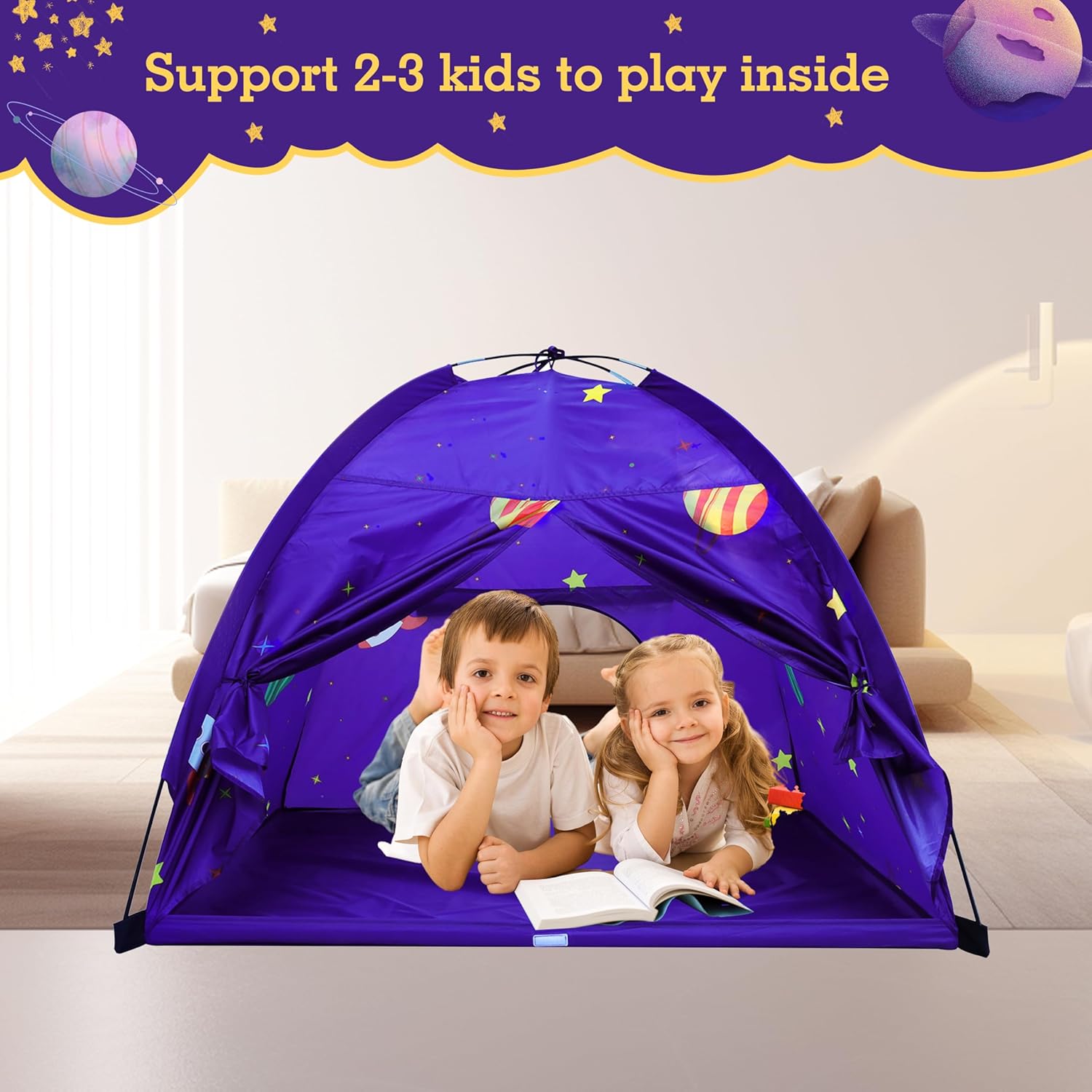 Kids Play Tent Outdoor Boys Indoor Playhouse for Children Tents Toddler Girls Gift Game Play HouseToys (Purple) - Image 5