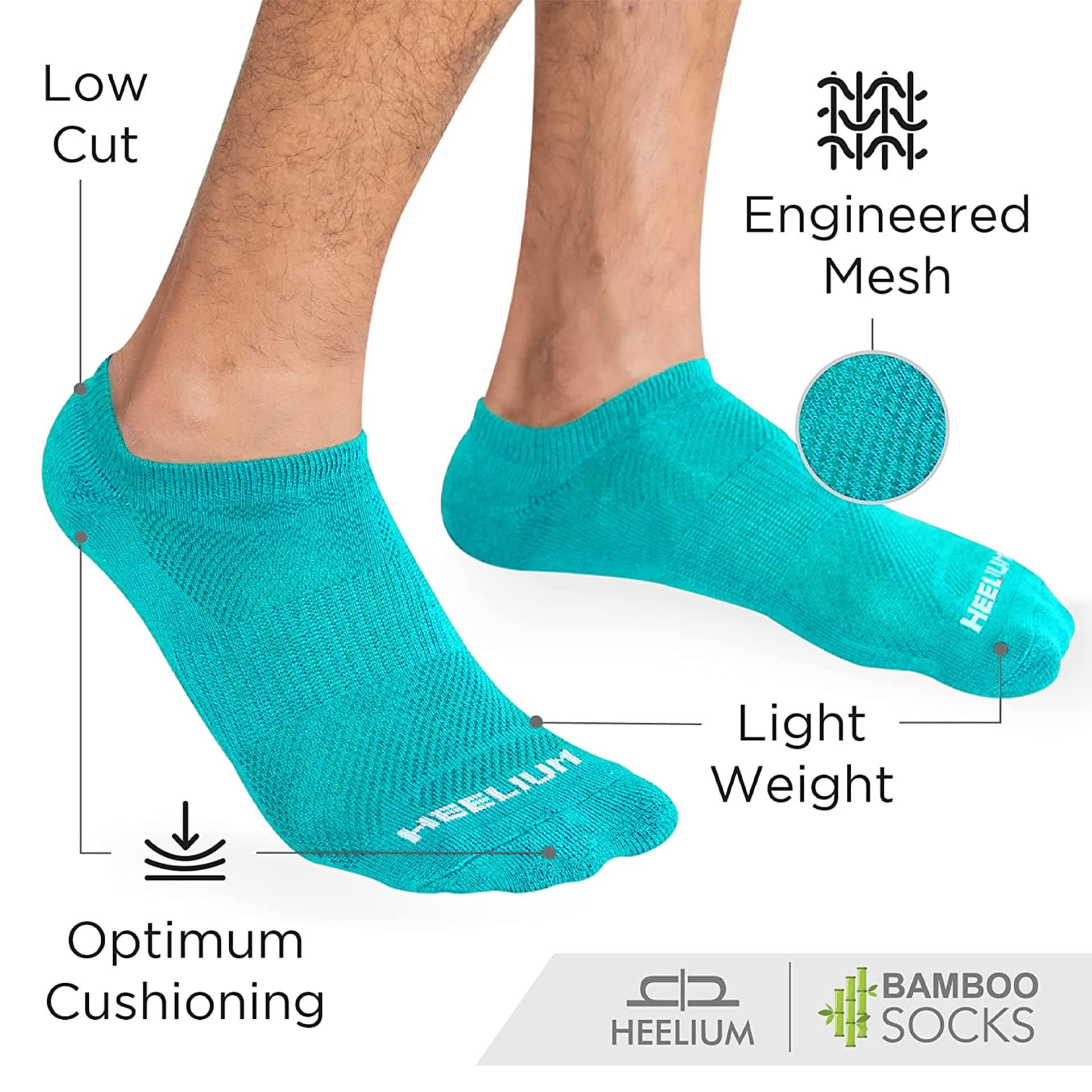 HEELIUM Bamboo Ankle Socks for Men & Women | Ultra-Soft, Odour-Free, Thin & Breathable | 3X Softer than Cotton | Sizes - M (UK 4-8) & L (UK 9-13) - Image 3 thumbnail