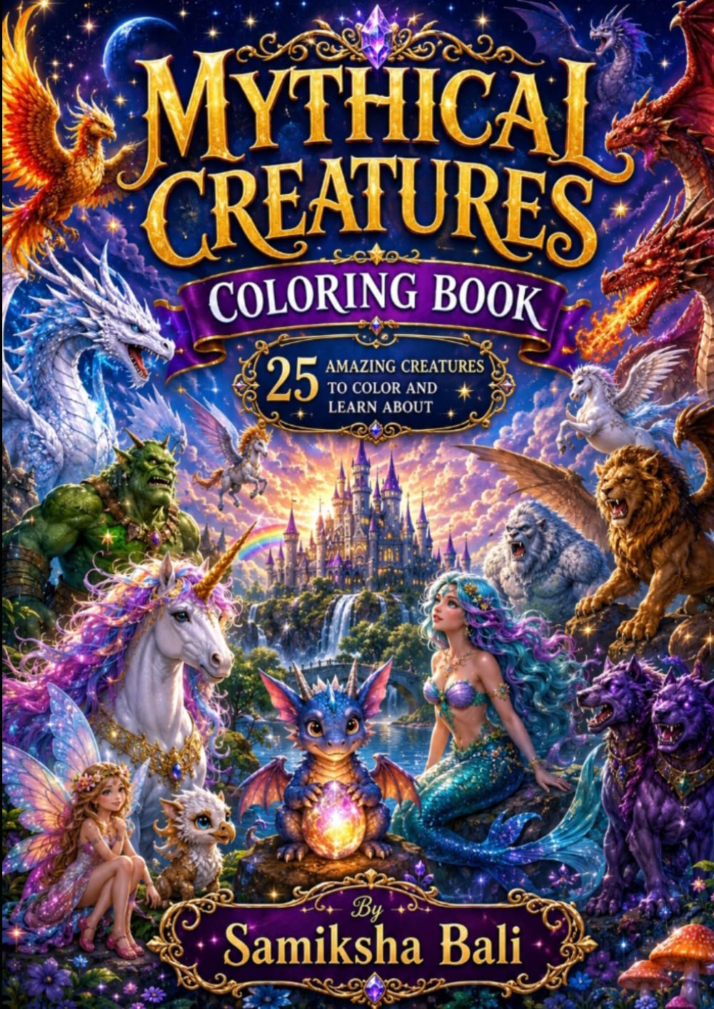 25 mythical creature coloring pages: Color, Learn, and Explore 25 Magical Creatures with Fun Facts and Beautiful Coloring Pages