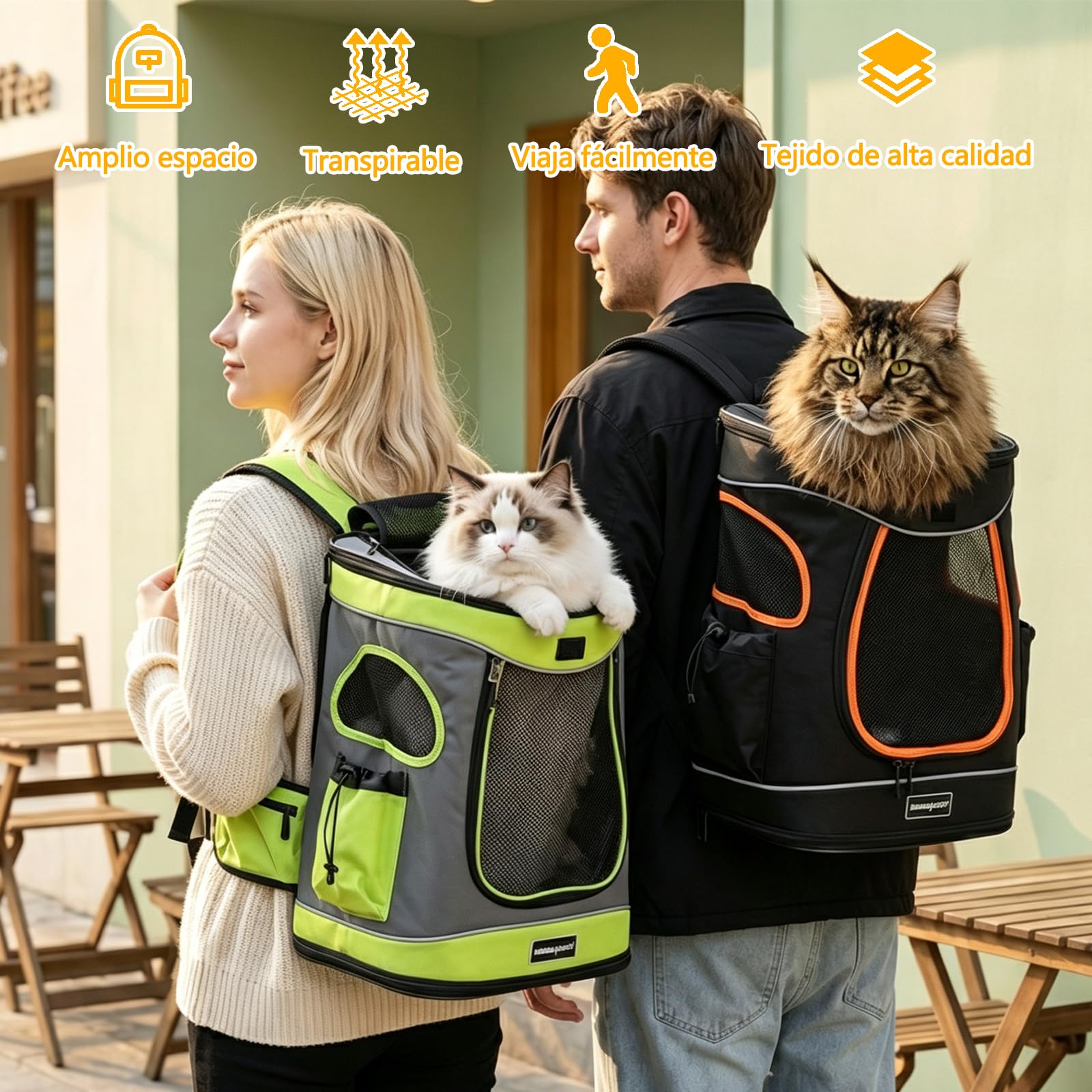 Galatée Mochila para Perros, Gran Capacidad, Tejido Impermeable y Resistente Al Desgaste, Ventilación En Cuatro Direcciones, Bolsa para Mascotas Que Absorbe Los Golpes y Reduce El Peso (Negra)