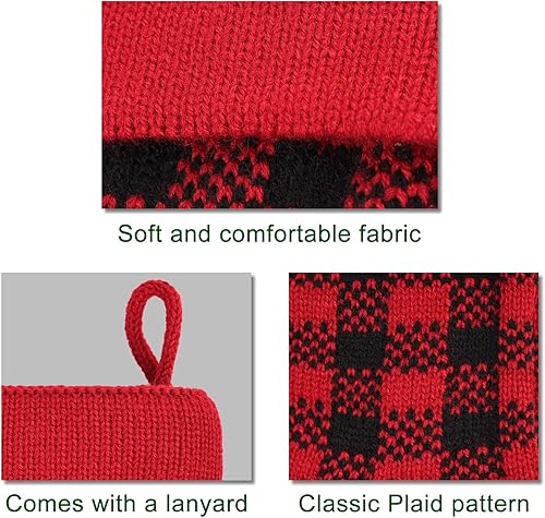 Miniatura 8 de Surblue Paquete de 3 medias navideñas de dibujos animados de 17.7 pulgadas, calcetines rústicos de Papá Noel, decoración clásica para decoración