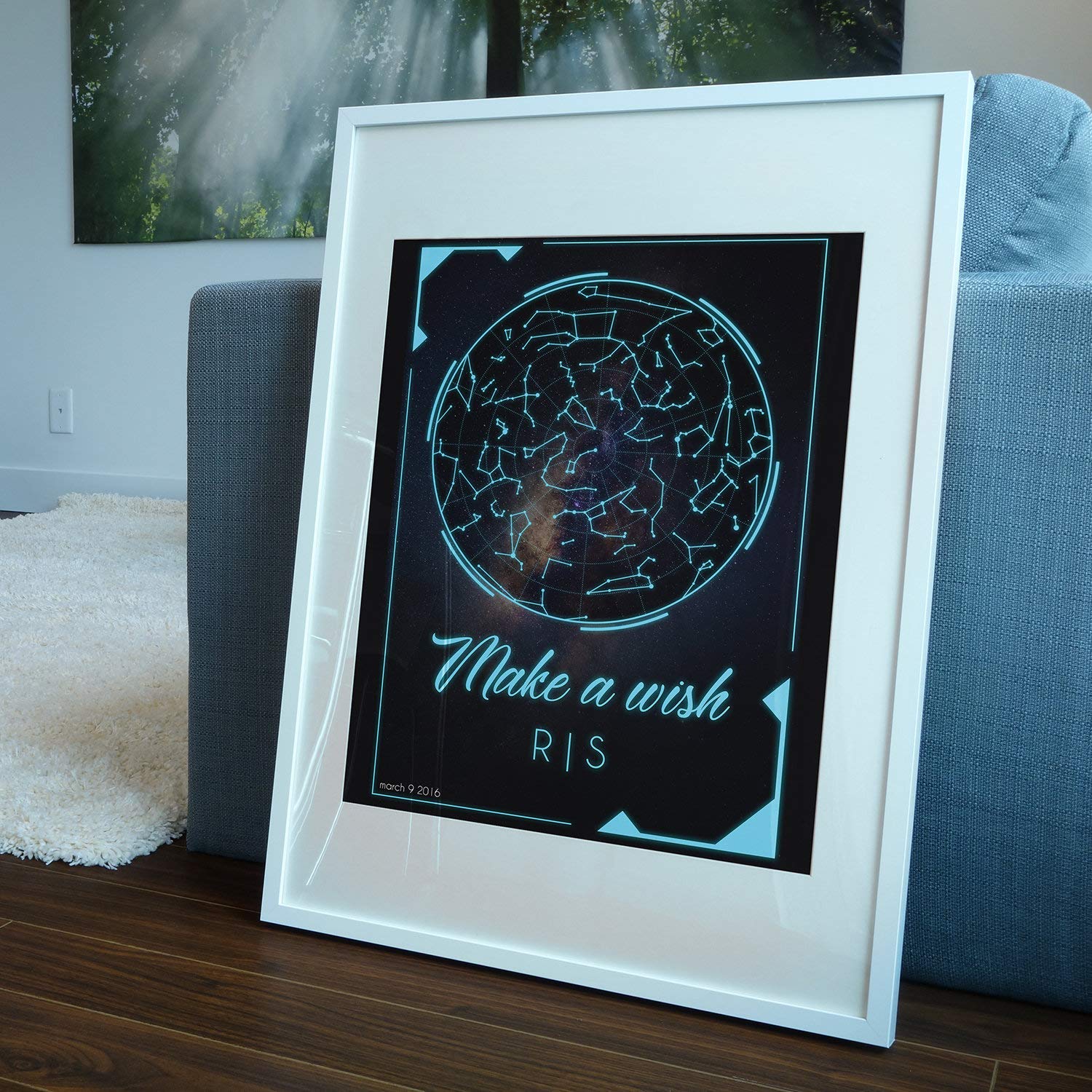 Niestandardowy plakat ścienny z konstelacją - mapa gwiazd wzór zodiaku kosmos noc niebo nadruk - duża galaktyka astrologia pokój dziecięcy dekoracja do nadruku prezent