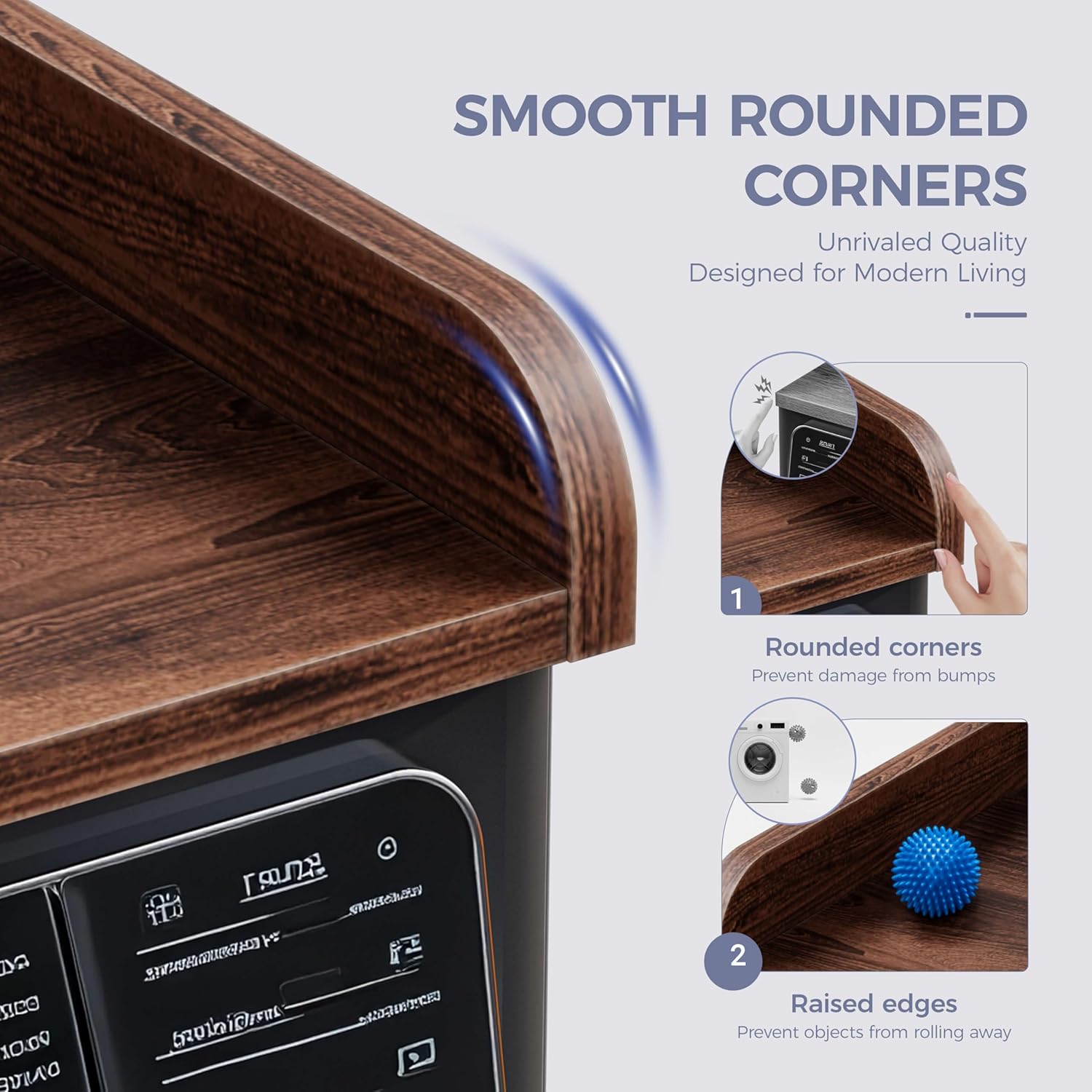 FIMELLO 27.6" x 54" Washer and Dryer Countertop, Laundry Countertop with Edge Rails, Washer and Dryer Topper, Washing Machine Topper, Laundry Table for Folding Clothes and Storage, Rustic Brown