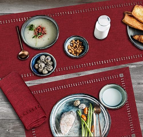 Miniatura 8 de Tapetes de mesa rectangulares de poliéster con vainica, hechos a mano, Arándano