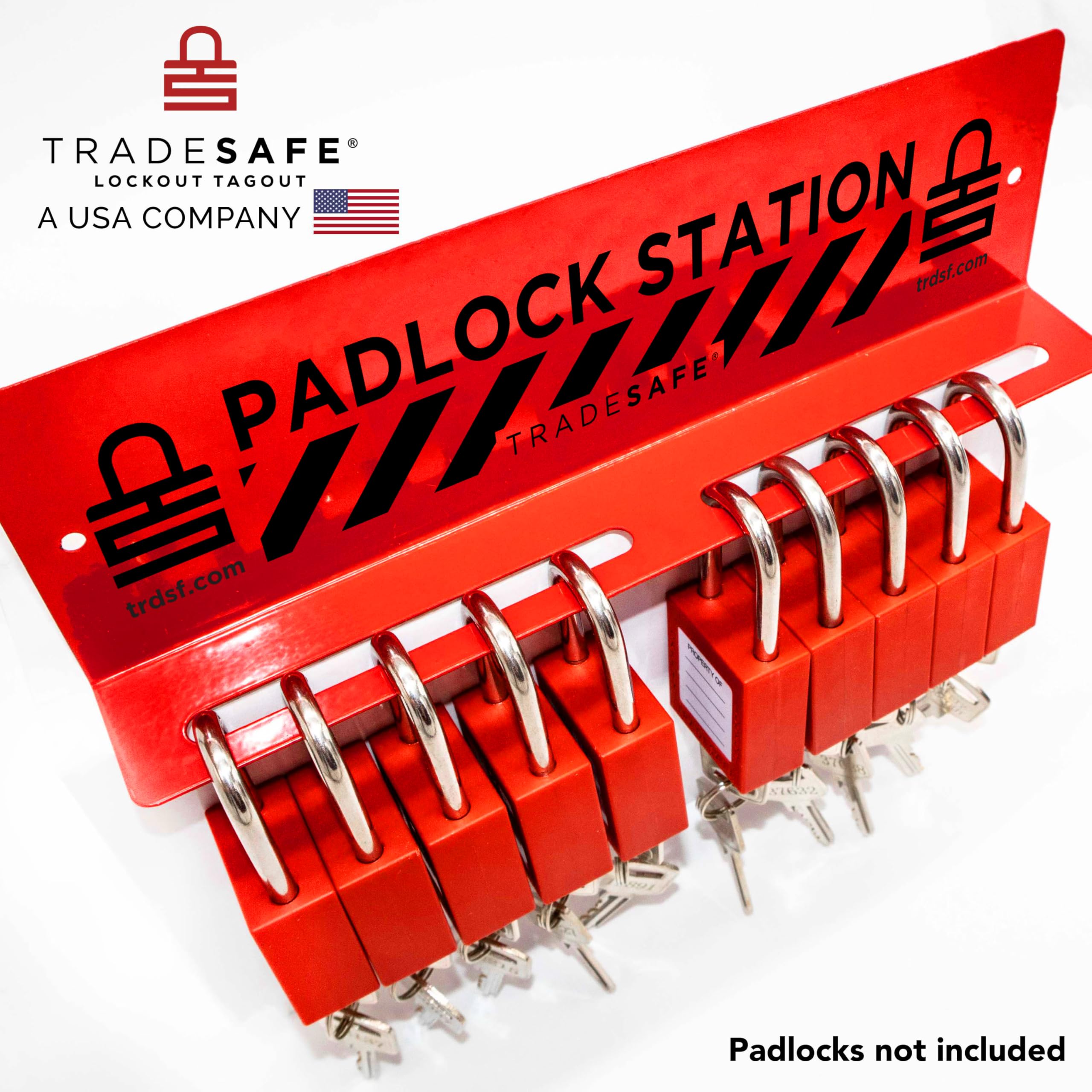 TRADESAFE Loto Lock Station, estación de bloqueo para candados de seguridad, candado que se adapta a hasta 10 candados, cuerpo de acero al carbono resistente a los impactos, no incluye candados