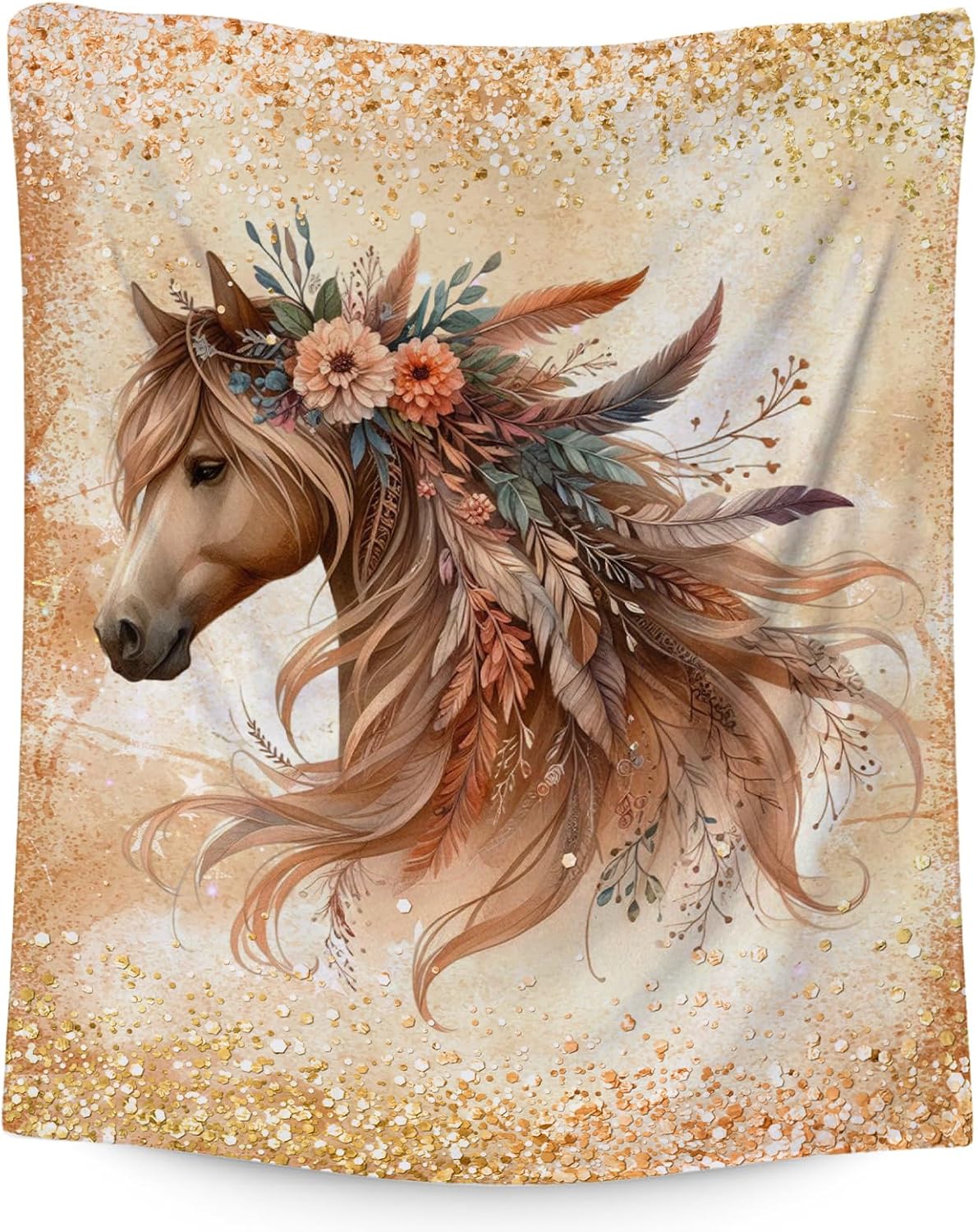 Girls Blanket Gifts Horse Blankets for Women - 50" x 60" Fuzzy Soft Flannel Horse Throws Stuff for Couch, Living Room