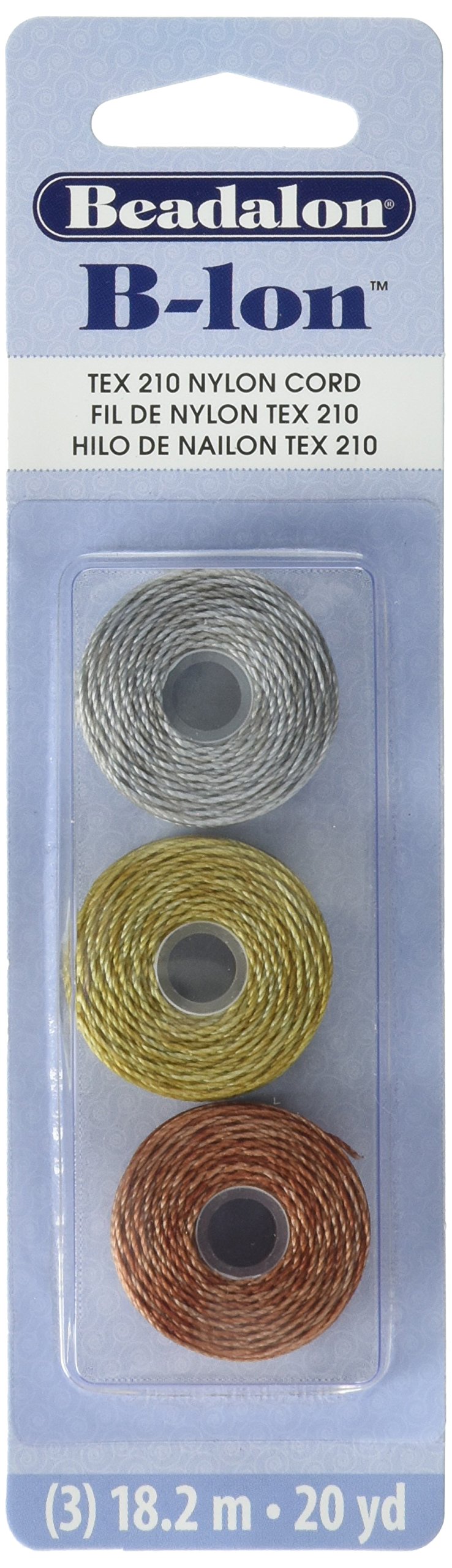 Beadalon B-LON Nylon Cord Tex210 SLV, Gld, CPR 3pieza(s)
