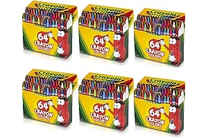 Crayola 6 Pack 64 Ct Assorted Crayons (52-0064), Bulk Pack for School or Home