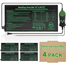 GOLOPET Seedling Heat Mat with Thermostat Pack of 4, Dual Certified by MET and UL Plant Heating Mat Pad Equipped with A Temperature Probe, It Automatically Maintains A Constant Temperature