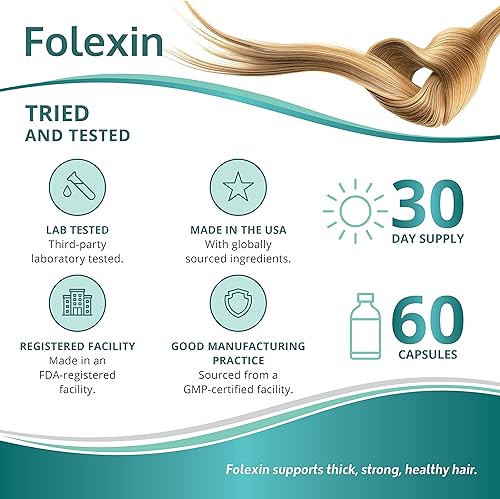 Miniatura 6 de Folexin Hair Growth Support Supplement for Women & Men with Biotin, Vitamin B6 & Other Hair Vitamins for Thicker Hair Growth & Hair Health Support.