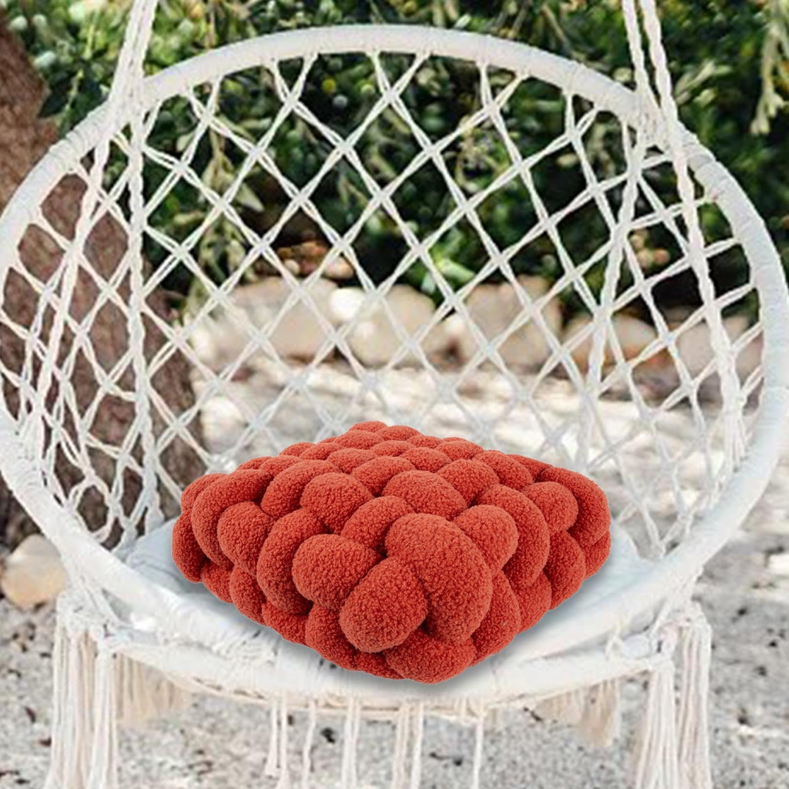 Gewebtes sitzkissen Bodenkissen Kinder, Handgewebtes Sofa Rücken Extra Dicke Sitzauflagen, Plüschkissen für Restaurant,Wohnzimmer,Indoor u. Outdoor,40x40x12cm,Grapefruitrot
