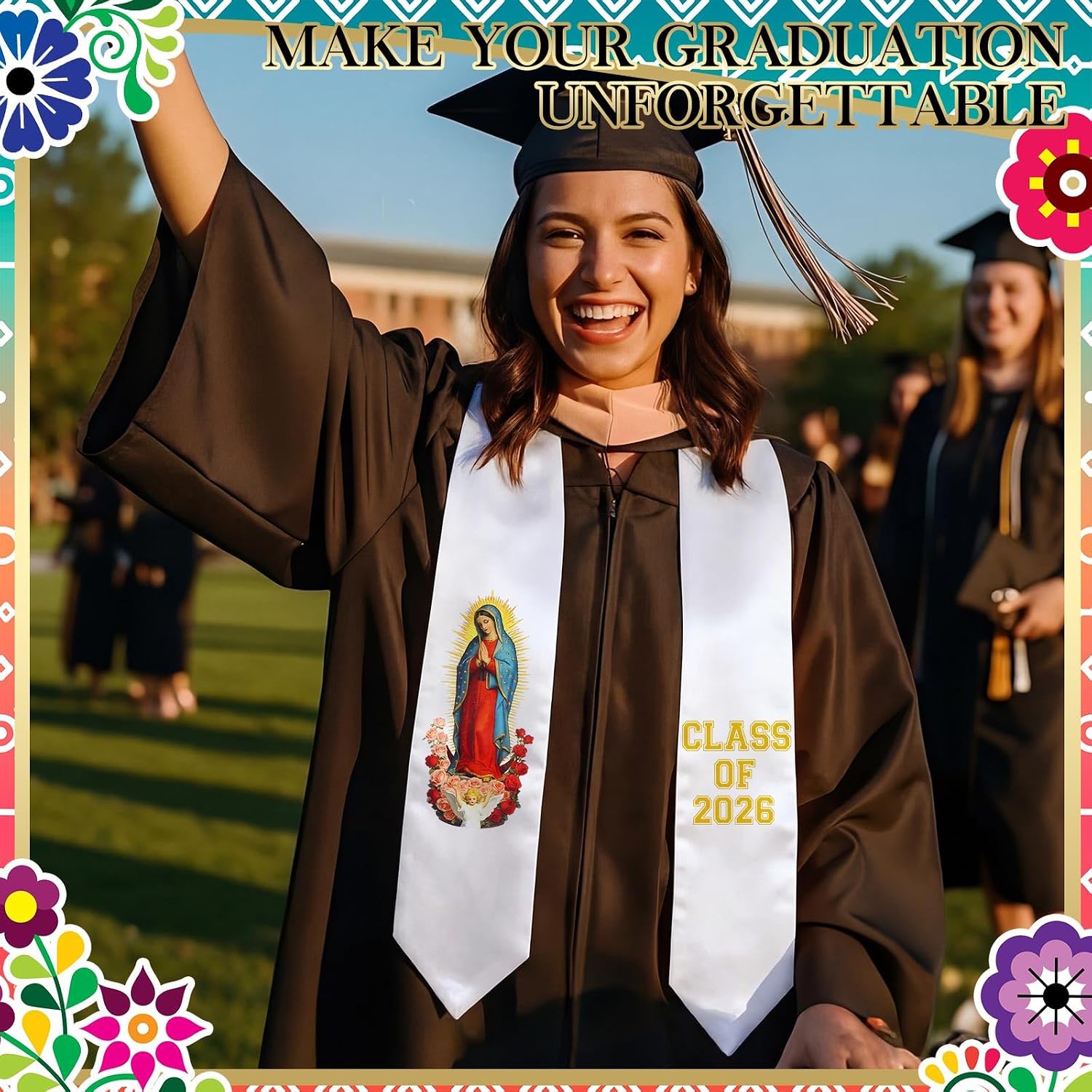 Sasylvia Sublimation DIY Mexican Graduation Stole Sash 62 Inches Country Flag Grad Sash with Sticker International Students