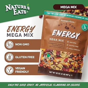 Nature's Eat Mega Trail Mix - Mix Dried Fruit - Gluten Free Snacks, Healthy Snacks for Kids & Adults - Vegan Fruit - Reaselable Bag 32 Ounce (Pack of 1)