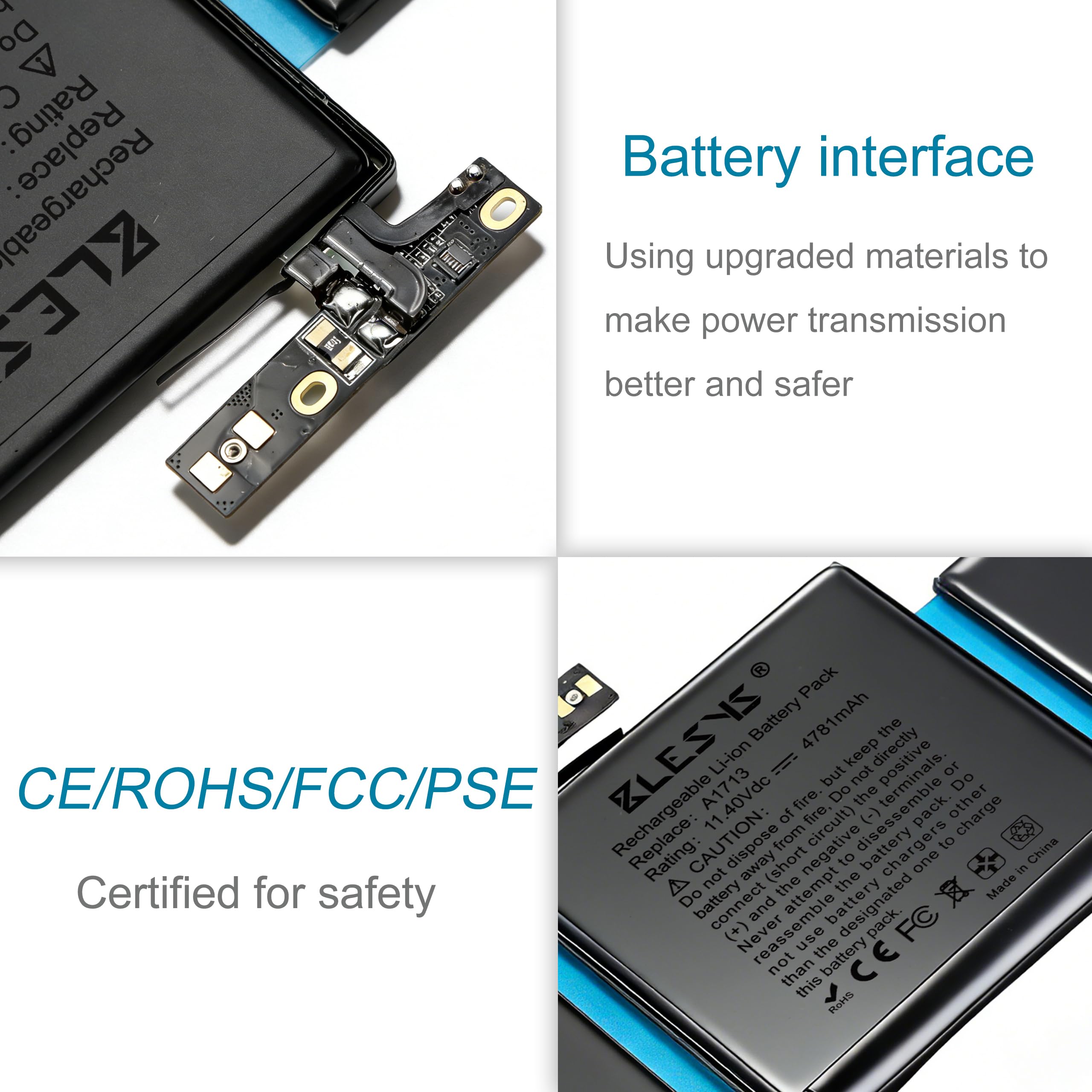 BLESYS Batteria A1708 A1713 per MacBook Pro 13" A1708 A2159 A2289 A2338 | 11,4 V 4781 mAh 54,5 Wh, Sostituisce A1713 e A2171, Strumenti inclusi