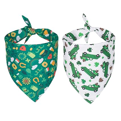 St. Patrick's Day Dog Bandana Reversible Dog Green Bandana Triangle Bibs Scarf Accessories for Small Medium Large Dog