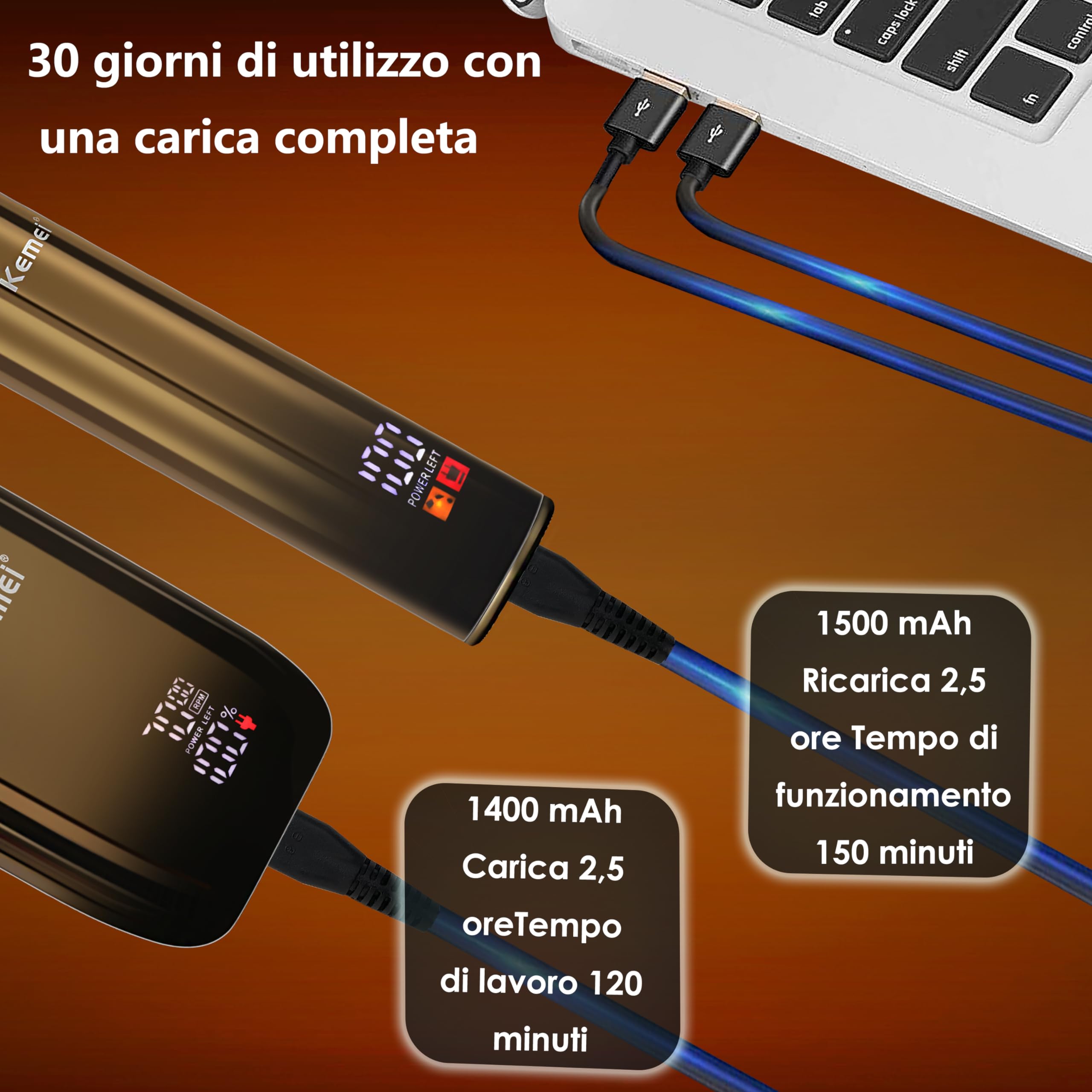 KEMEI Rasoio Elettrico a Lamina per Uomo con Doppia Lama Flessibile e Ricaricabile, Impermeabile, Dorato, Nero,Regali per la Festa Del Papà