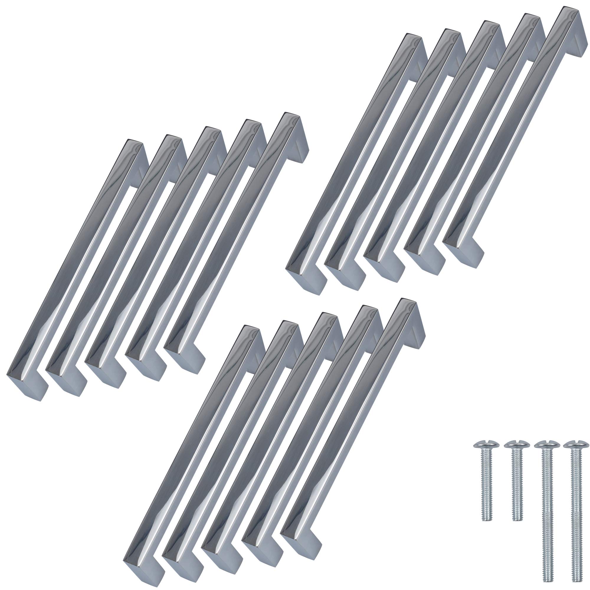 STAHLIA® Uchwyty meblowe zestaw 15 uchwytów relingowych z prawdziwej stali nierdzewnej | BA: 480 mm Profil: 10 x 10 mm | uchwyt ze stali nierdzewnej polerowany na wysoki połysk prostokątny