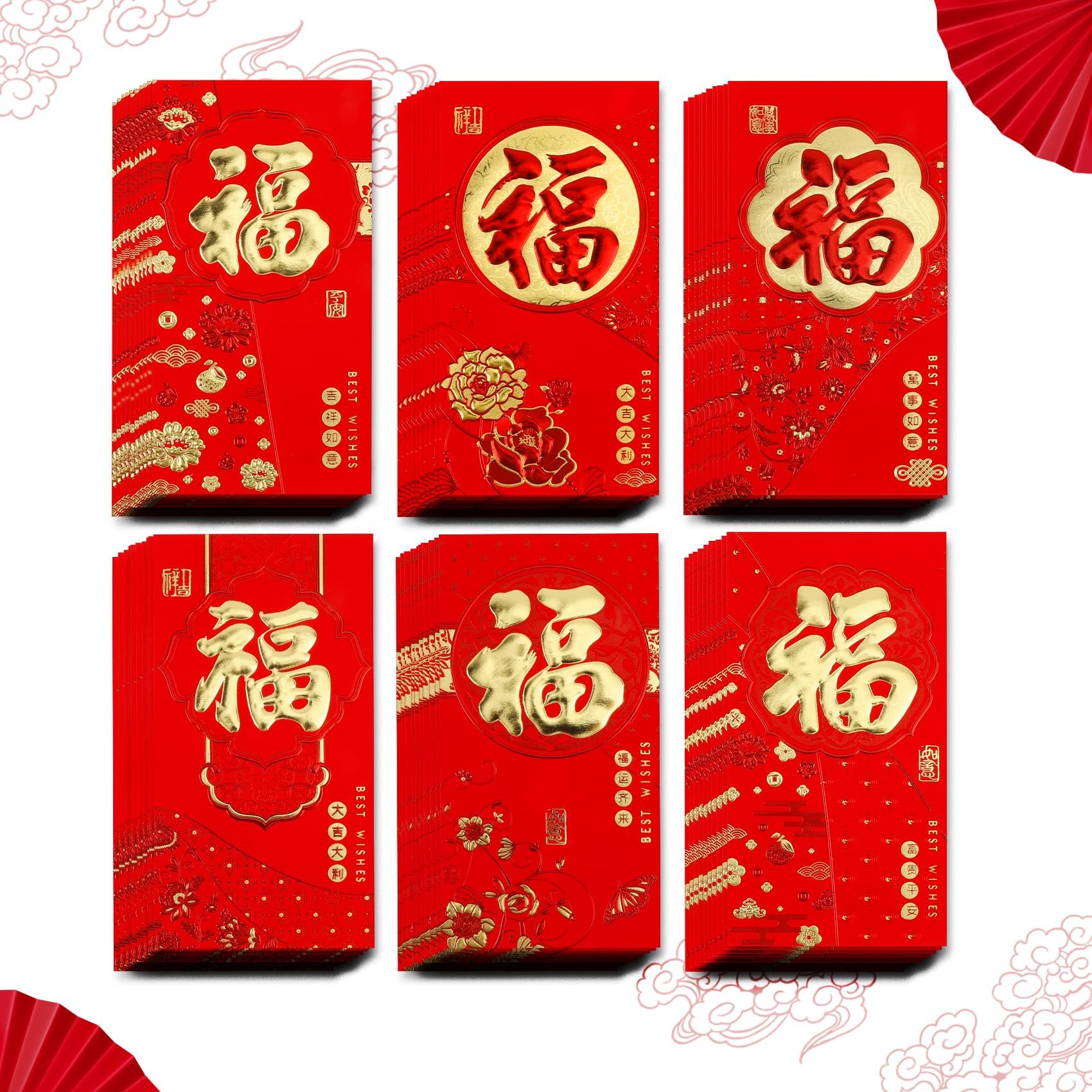 Red Envelopes,Chinese Red Envelopes,Gift Envelopes for Money,Chinese New Year Decorations 2025,Gift Envelopes,Red Envelopes Chinese New Year,Year of The Snake Red Packet,Chinese New Year Bag,36pcs