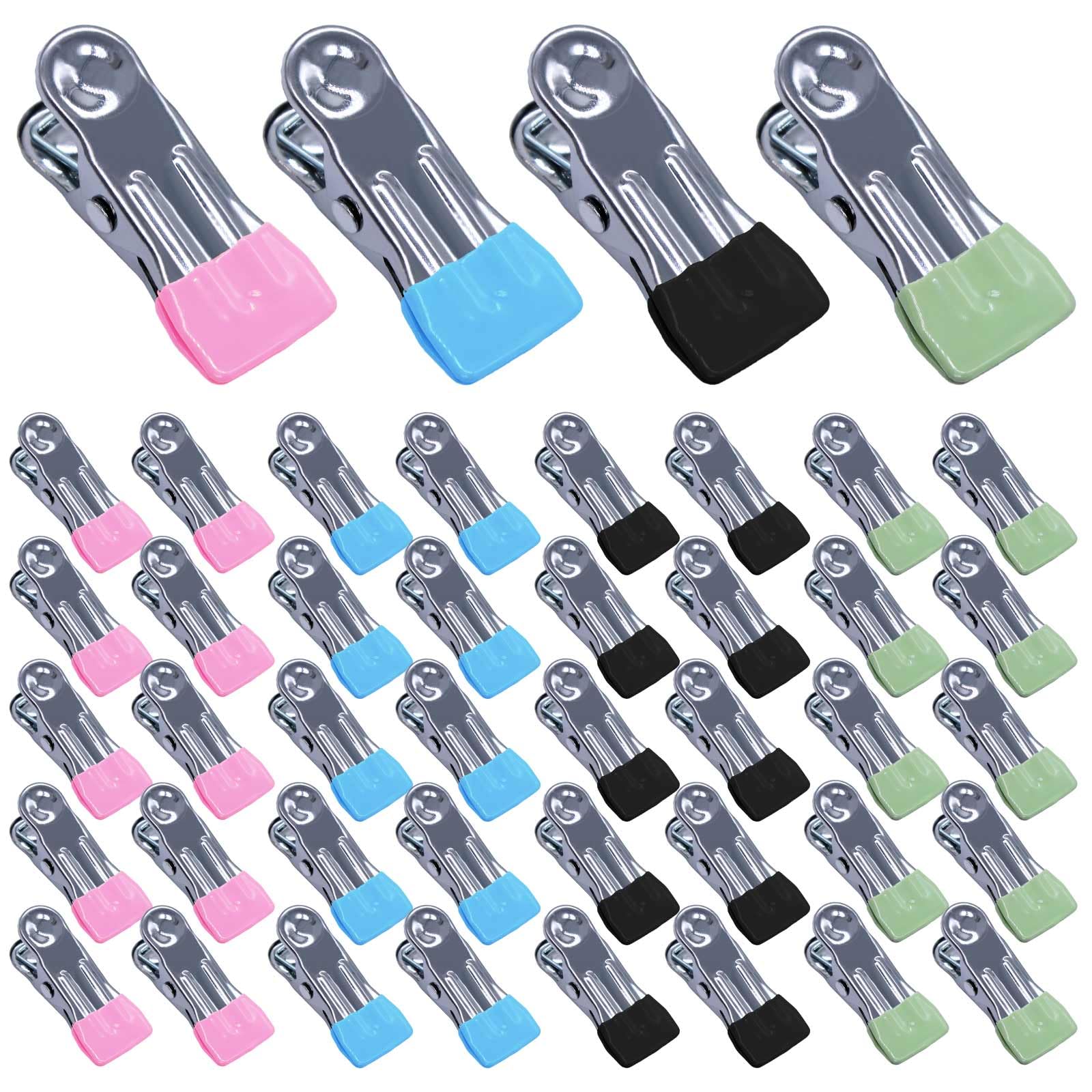 40 Mollette Bucato In Acciaio Inox Antisegno - Multicolore Per Biancheria E Cucina