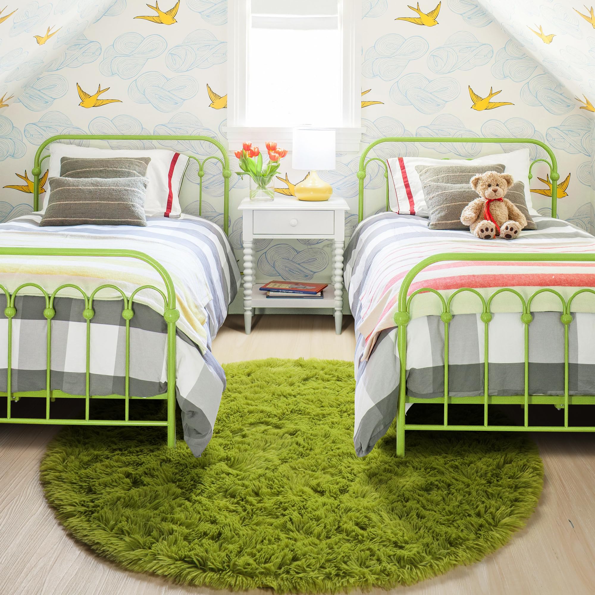 Amdrebio Grass Green Round Rugs for Living Room, 6x6 Area Rug, Large ...