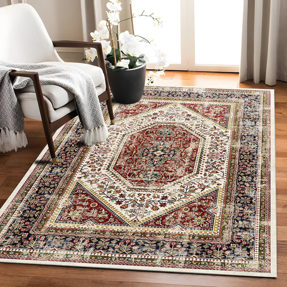 Amazon｜ペルシャ風 ペルシャ柄 ラグ カーペット 北欧風 柄 オール