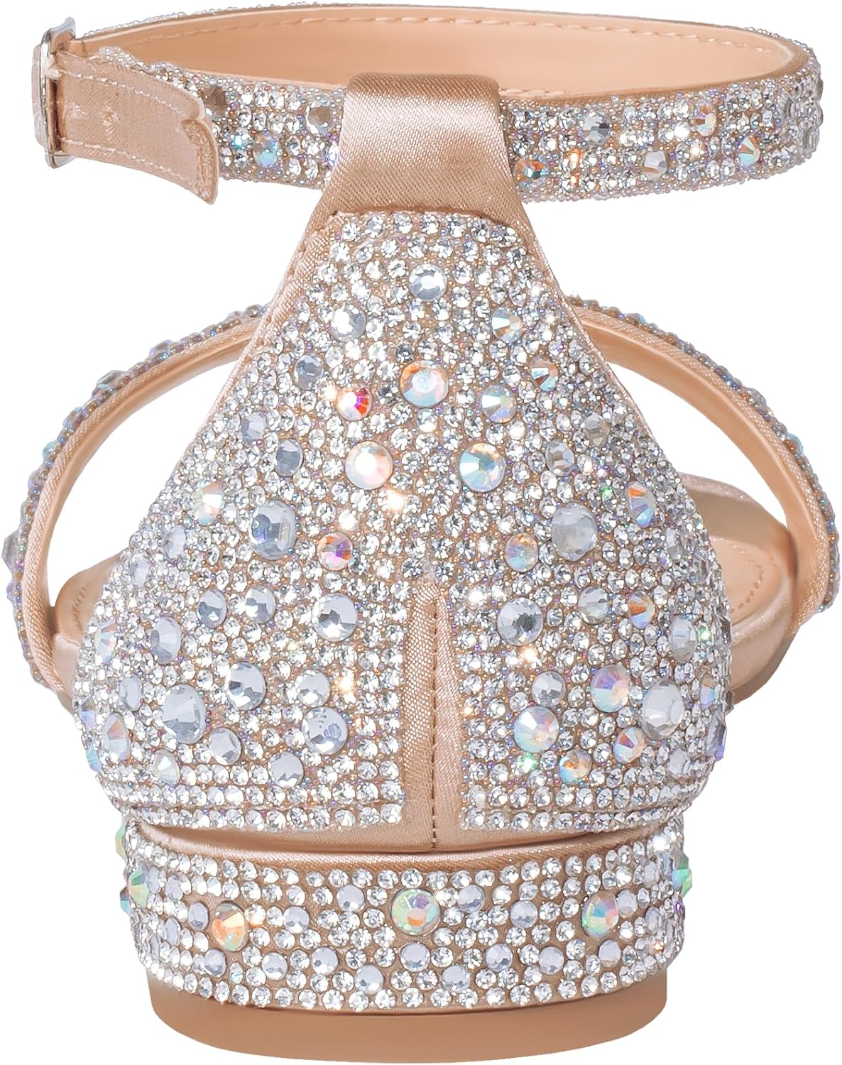 SheSole Women's Rhinestone Low Block Heel Sandals Sparkly Ankle Strap Sandal Bridal Wedding Dress Shoes Silver Gold White - Image 2