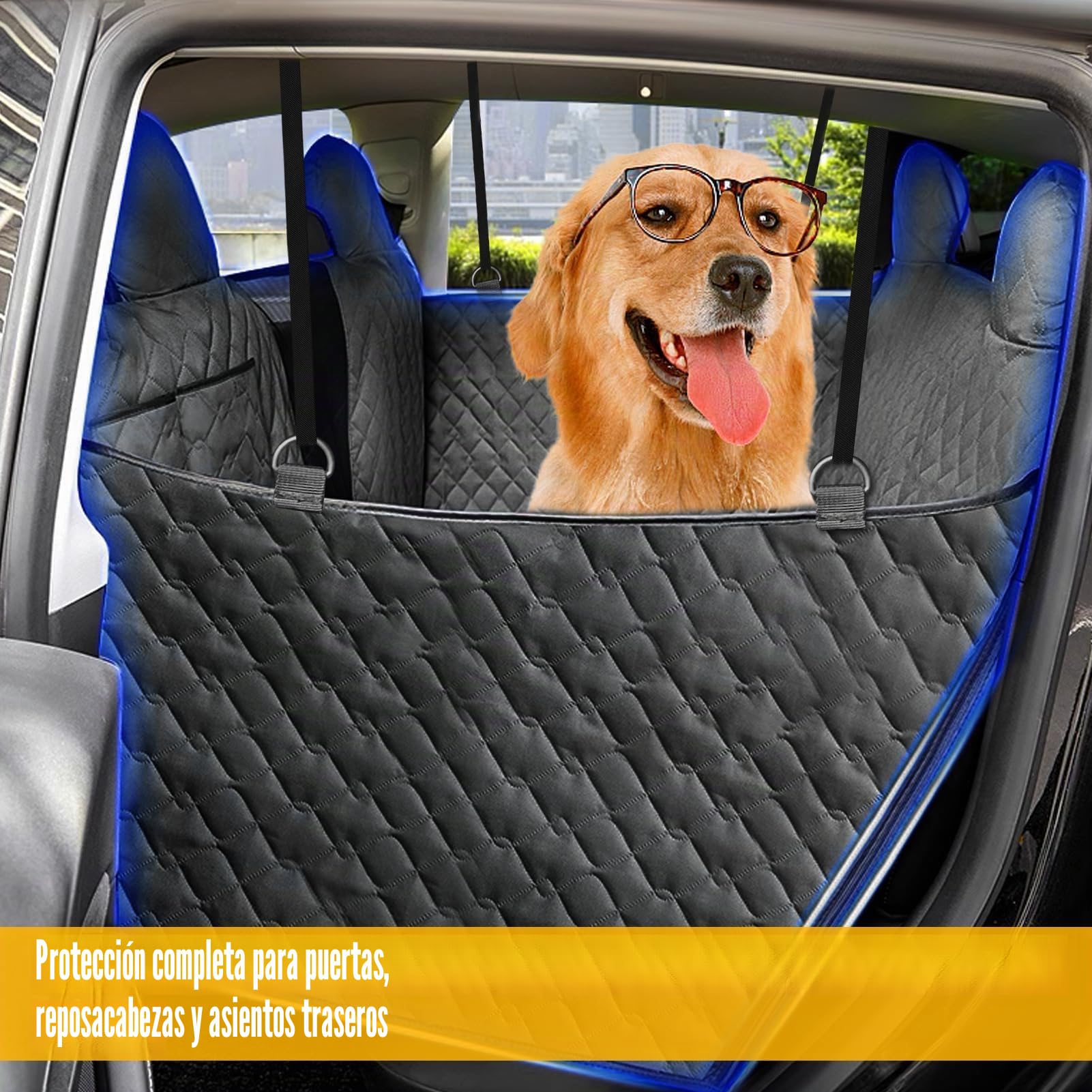 TTCR-II Compatible con Tesla Model 3 Y S Funda de Asiento Coche Mascotas 2018-2023 Funda de Asiento Impermeable para Perros Model 3 Y Funda de Asiento Trasero para Mascotas Ventana de Malla Visible