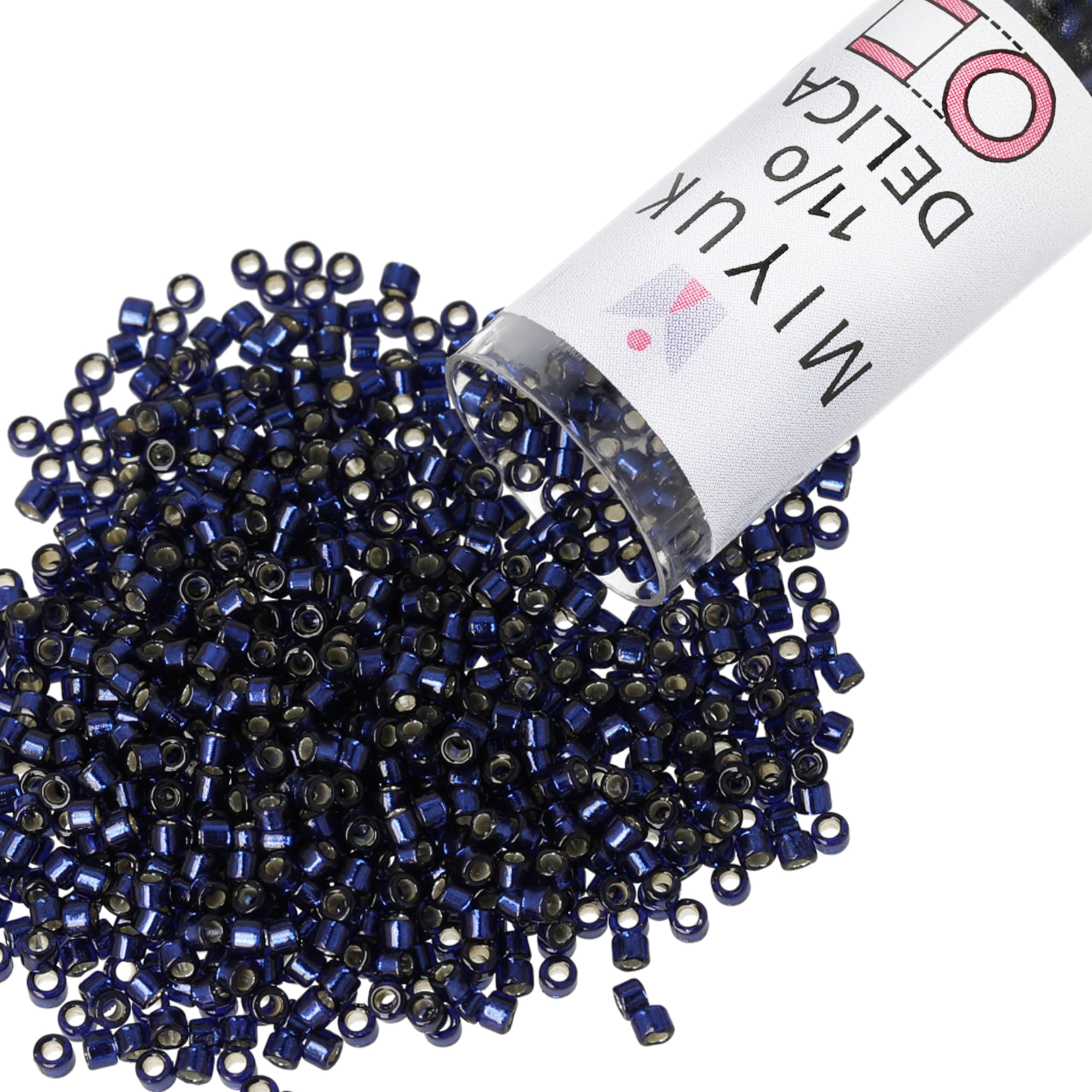 Miyuki Delica Seed Beads – Size 11/0 (1.6 mm), DB2191, Duracoat Navy Blue Silver Lined Dyed, 7.2 g, Approx. 1440 Beads, Made in Japan