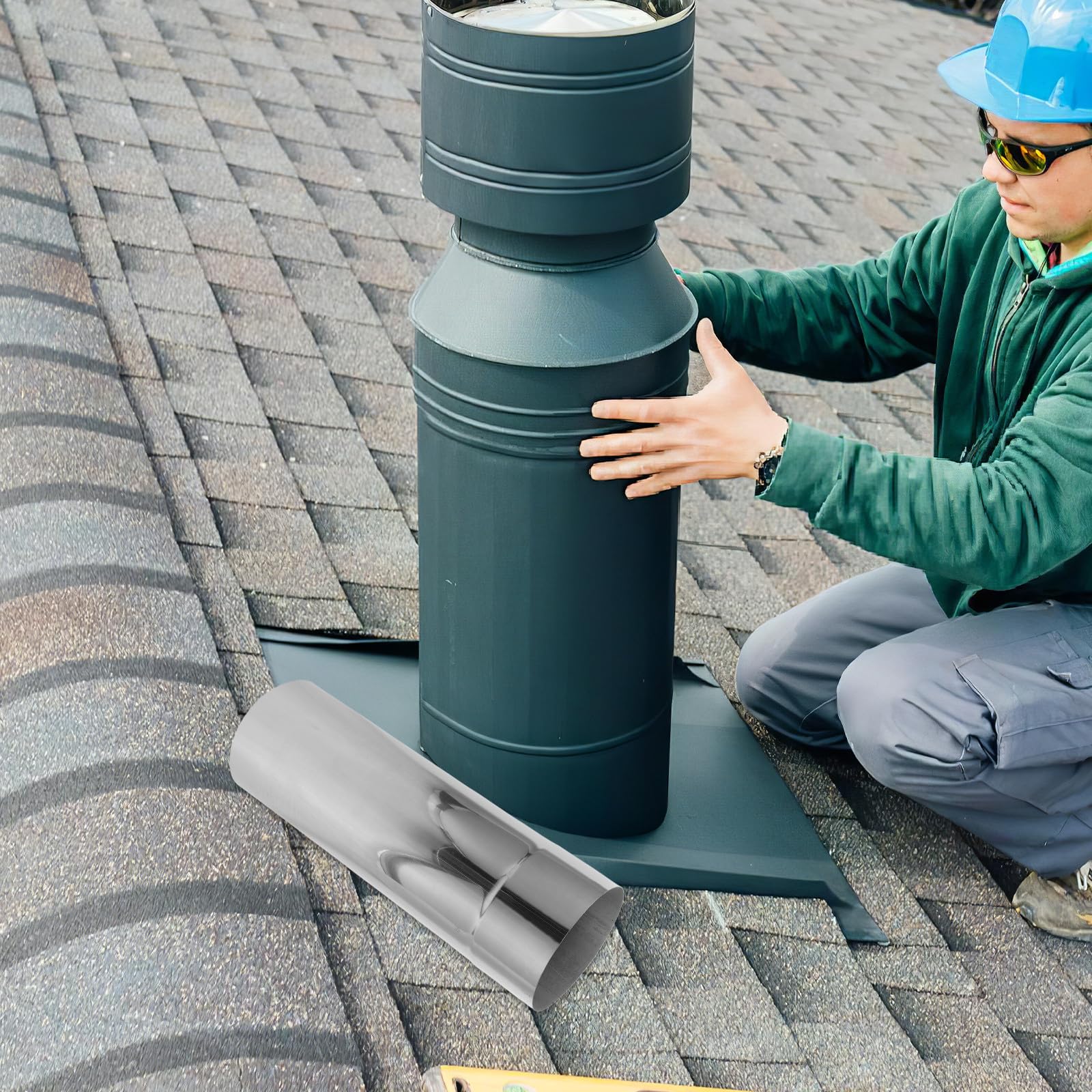 DOITOOL Prolunga per canna fumaria: tubo di scarico in acciaio inossidabile per stufa a legna - Tubo per resistente per caldaia di riscaldamento e uso domestico