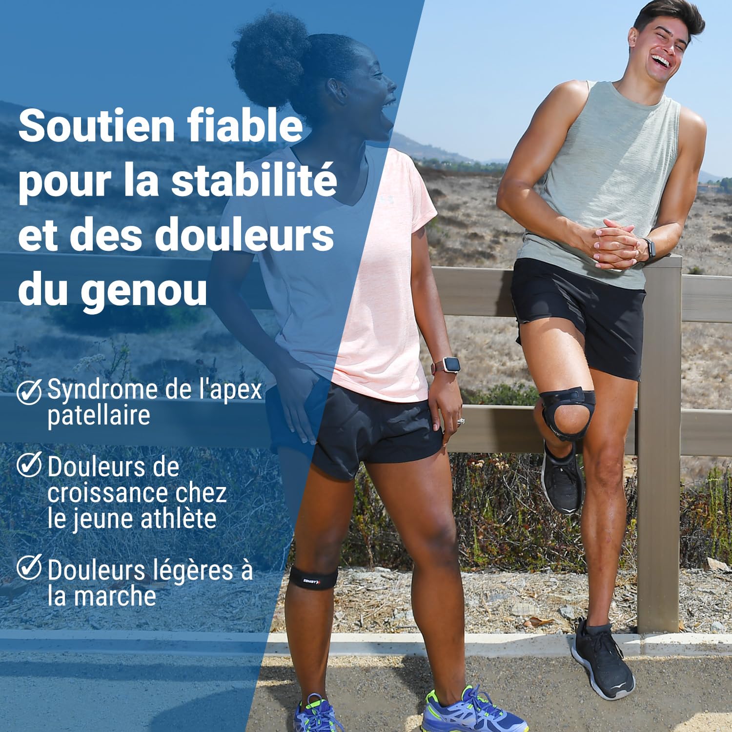 Zamst JK Band Sports Patella Band - Genouillère de Support avec Compression pour le Soulagement de la Douleur au Tendon Rotulien - Pour les Sports Légers, Course, Randonnée, Tennis, Athlétisme - M