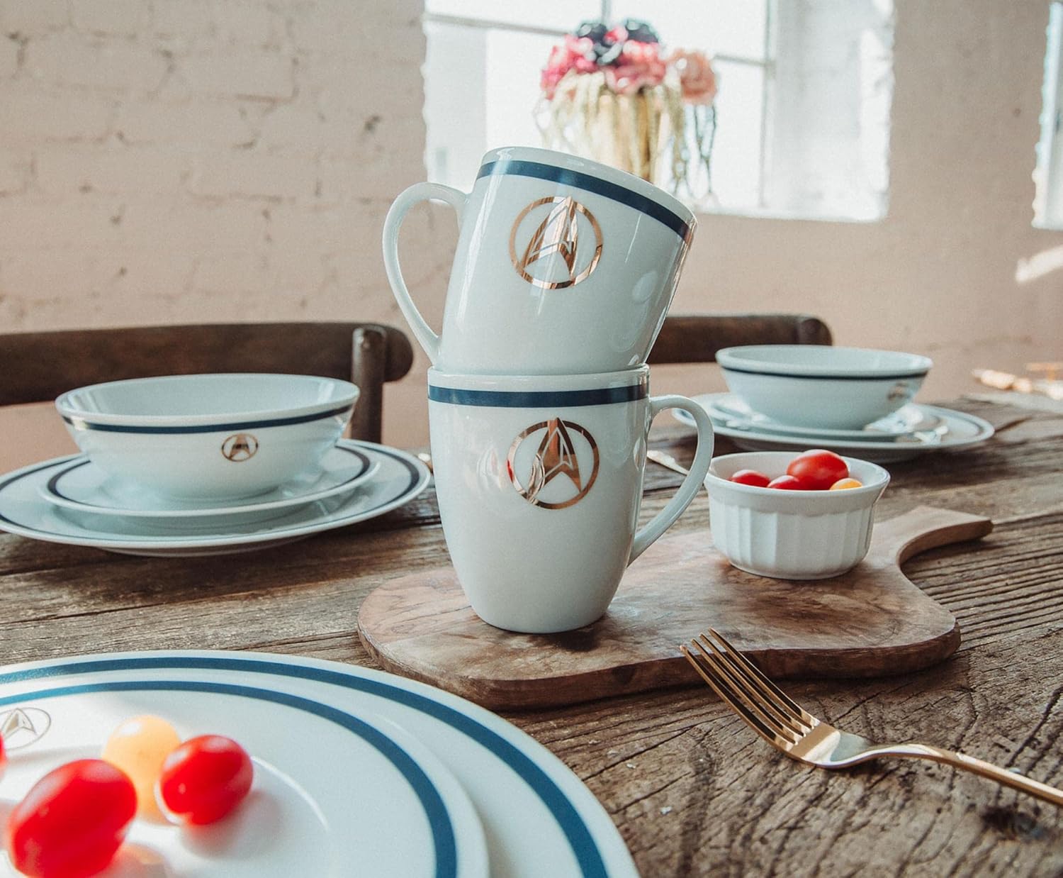 Star Trek: Picard 25th Century 16-Piece Ceramic Dinnerware Set Replica | Includes Salad Plates, Bowls, Mugs