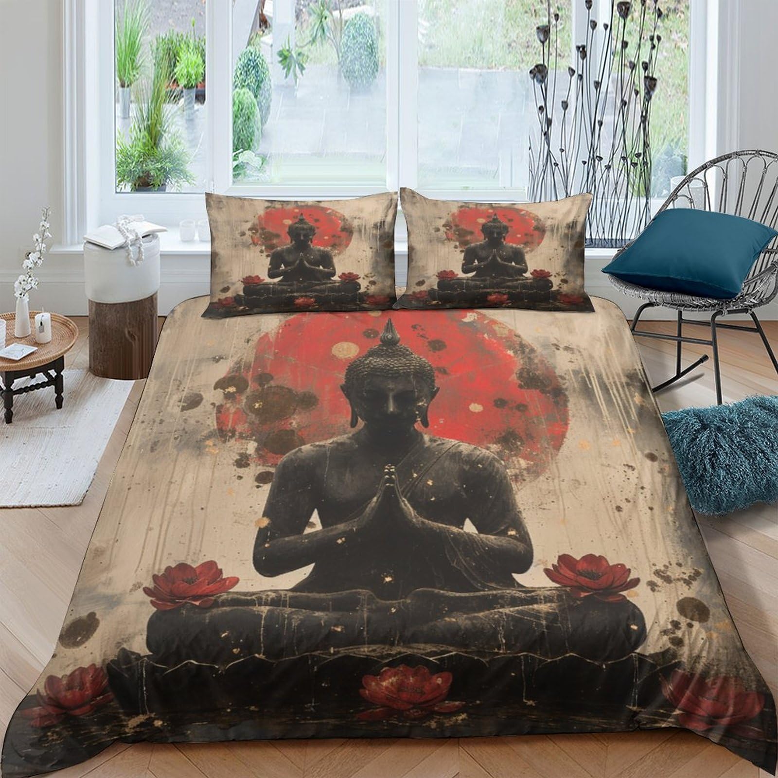 Parure de couette Bouddha 3D textile anti-transpiration et literie douce