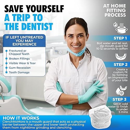 Miniatura 4 de Hombres Protector bucal para rechinar dientes por la noche Paquete de 4, grande El mejor protector bucal para apretar los dientes por la noche.