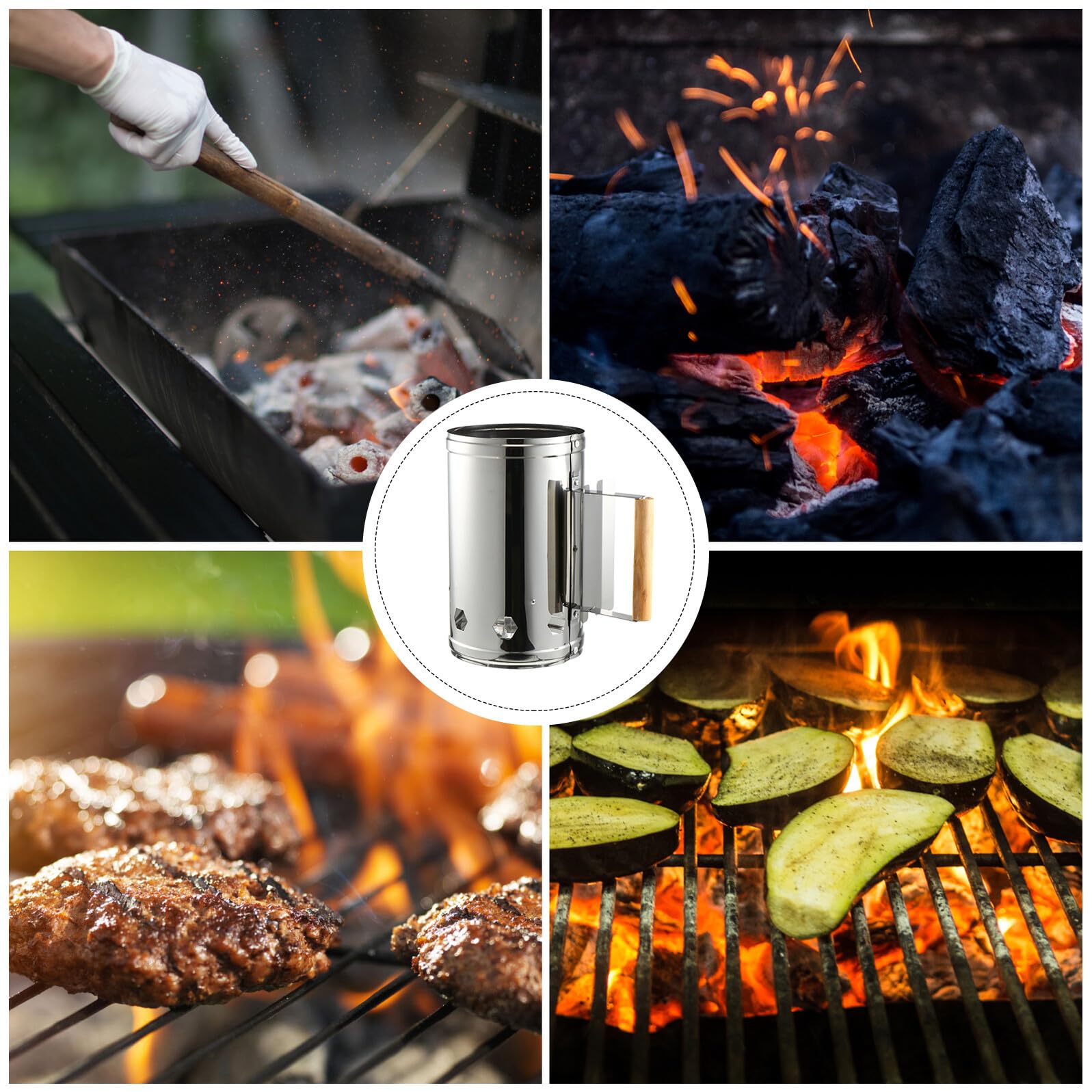 SHINEOFI Accenditore per Carbone da Barbecue 1 Pezzo in Ferro