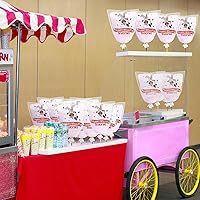 Vista 5 de Geyee 500 bolsas de algodón de azúcar con lazos, bolsas grandes de algodón transparente con estampado, ideales para carnavales, fiestas de verano