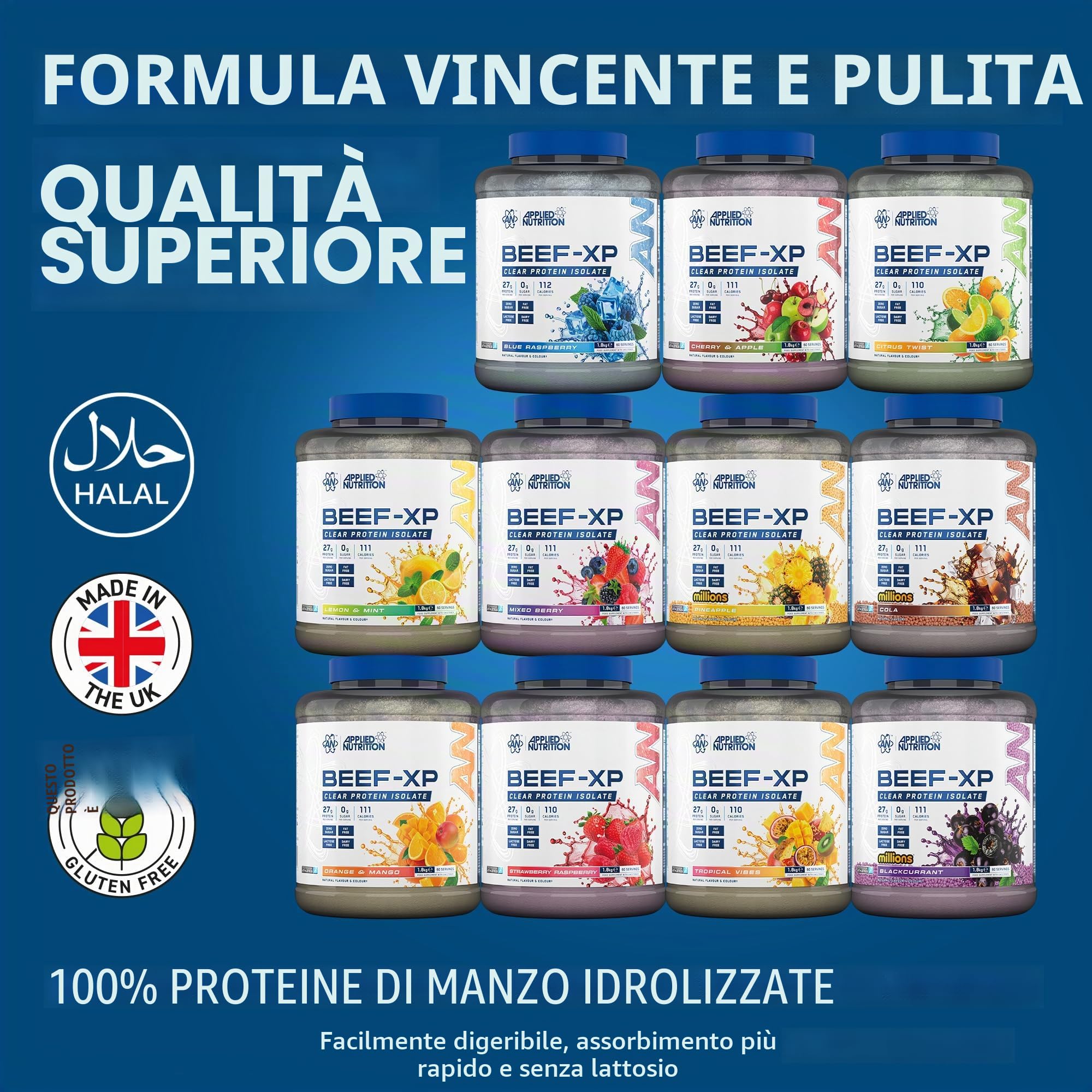 Applied Nutrition Beef-XP (1800g) Misto di frutti di bosco - Proteine - Proteine del manzo